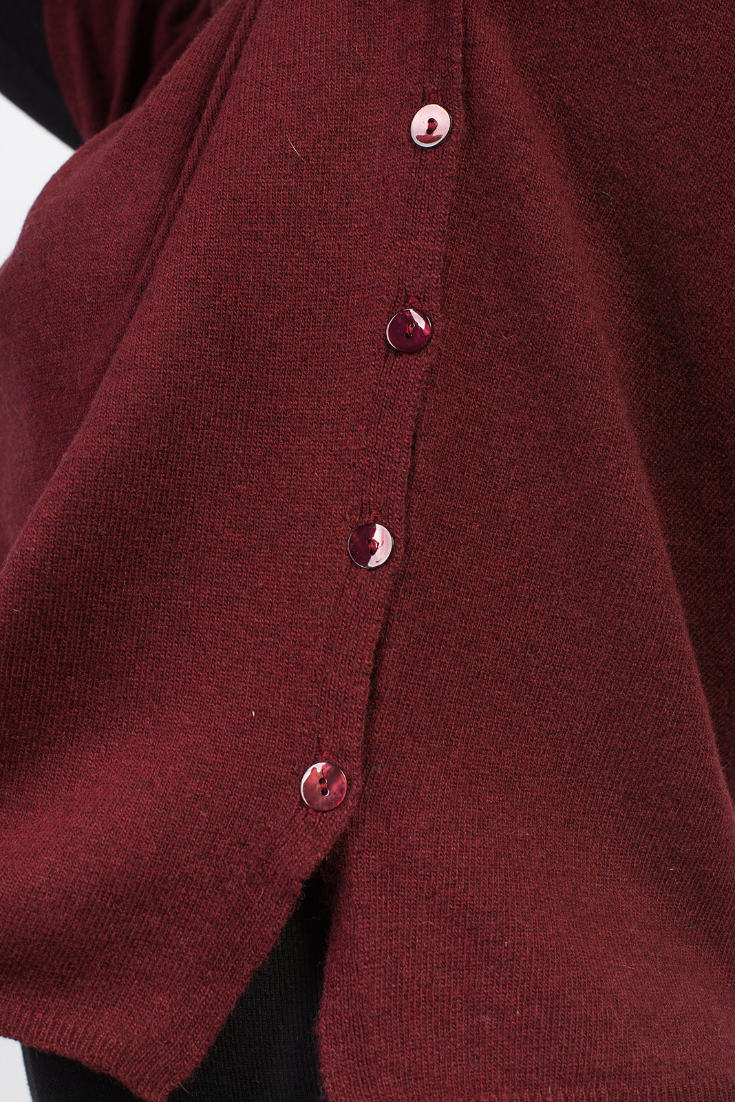 Pull col rond à boutons femme mélange cachemire, coloris Bordeaux, vue 5 | Dalle Piane Cashmere
