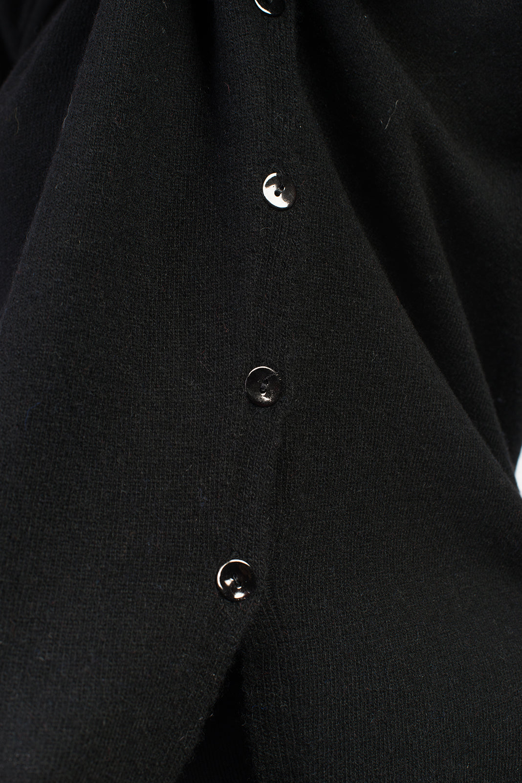 Pull col rond à boutons femme mélange cachemire, coloris Noir, vue 4 | Dalle Piane Cashmere
