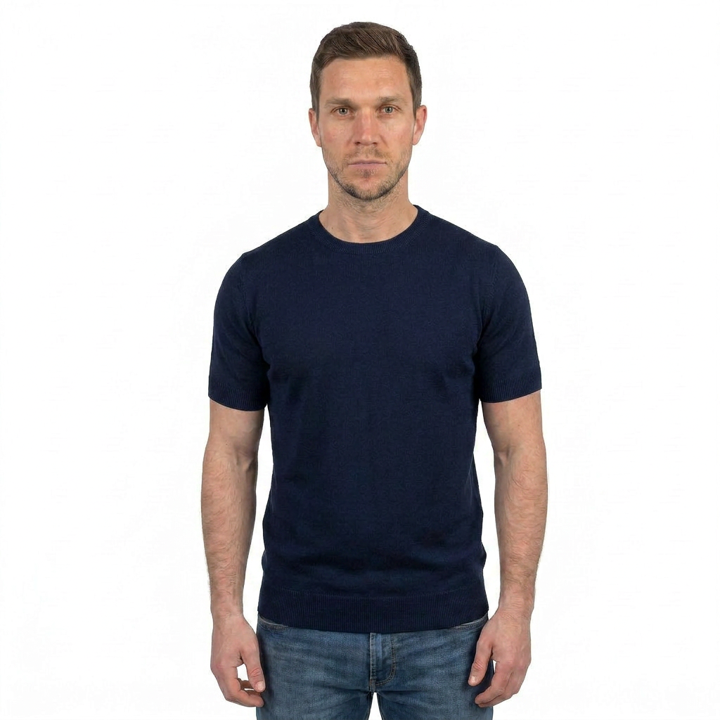 T-shirt manica corta 100% cotone, colore Blu | Dalle Piane Cashmere