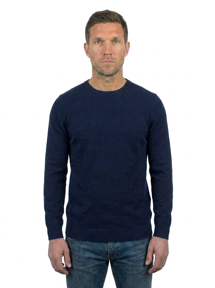 Girocollo 100% cotone, colore Blu | Dalle Piane Cashmere