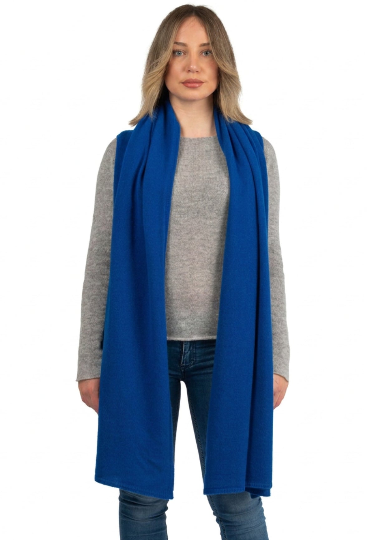 Étole femme 100 % cachemire, coloris Bleuet | Dalle Piane Cashmere