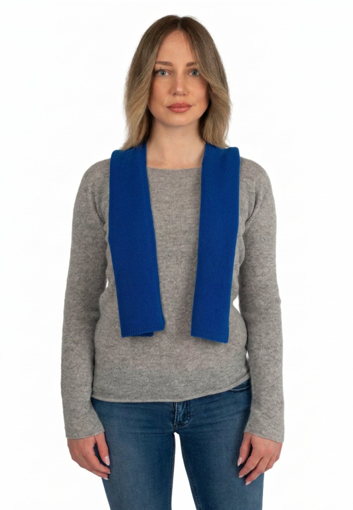 Petite écharpe femme 100 % cachemire, coloris Bleuet | Dalle Piane Cashmere