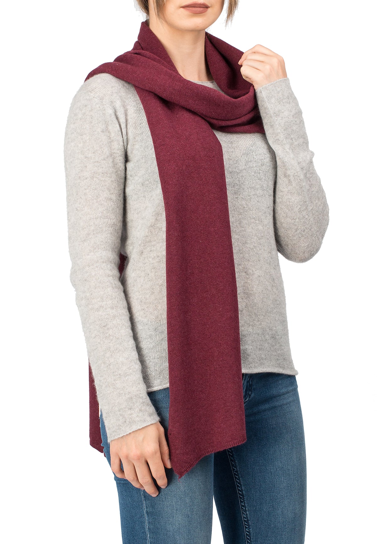 Écharpe mixte mélange cachemire, coloris Bordeaux | Dalle Piane Cashmere