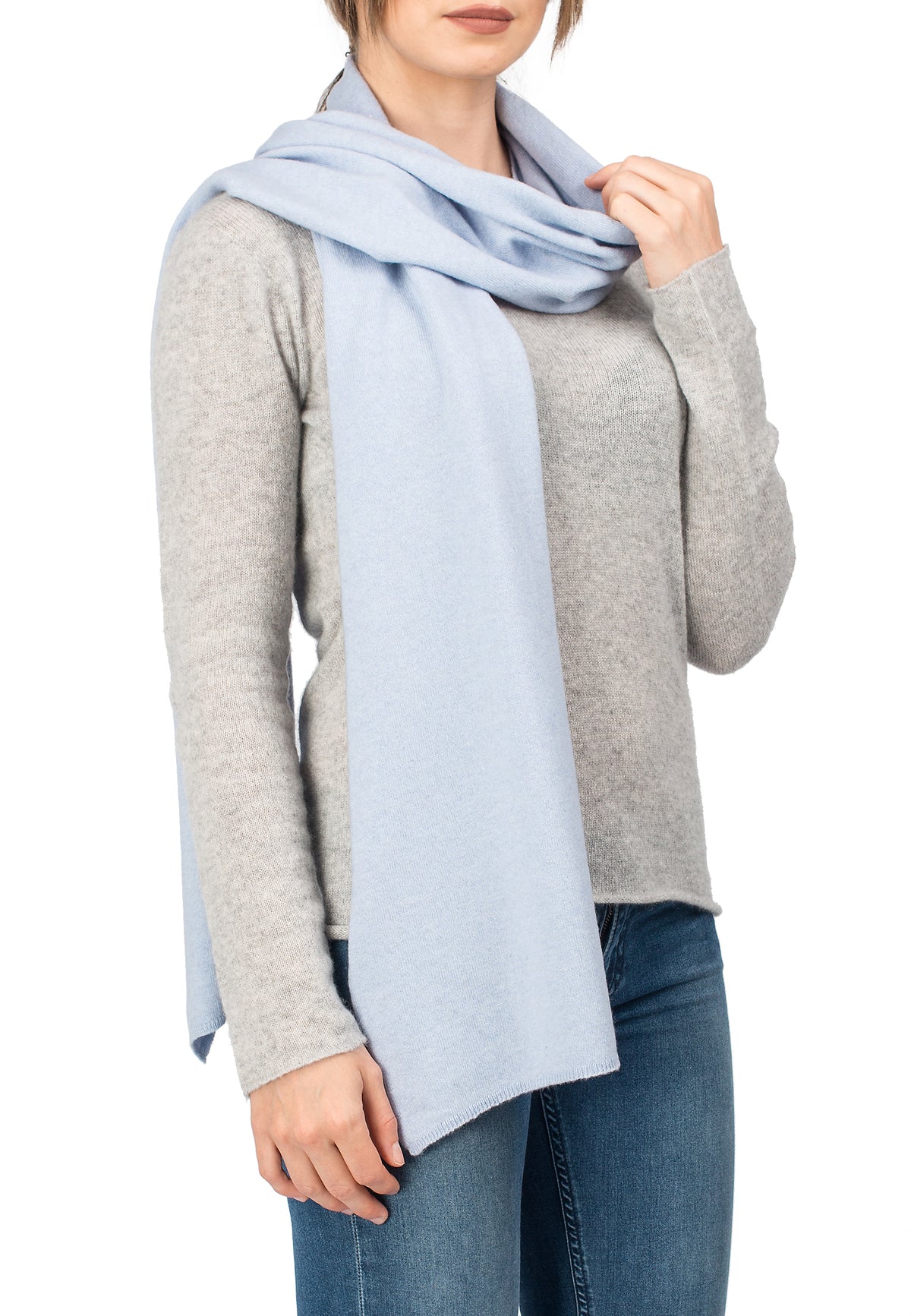 Écharpe mixte mélange cachemire, coloris Ciel | Dalle Piane Cashmere