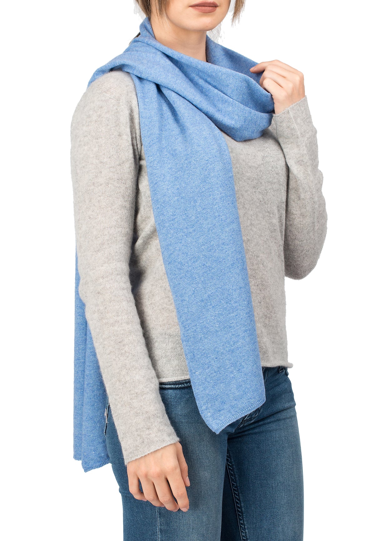 Écharpe mixte mélange cachemire, coloris Azur | Dalle Piane Cashmere
