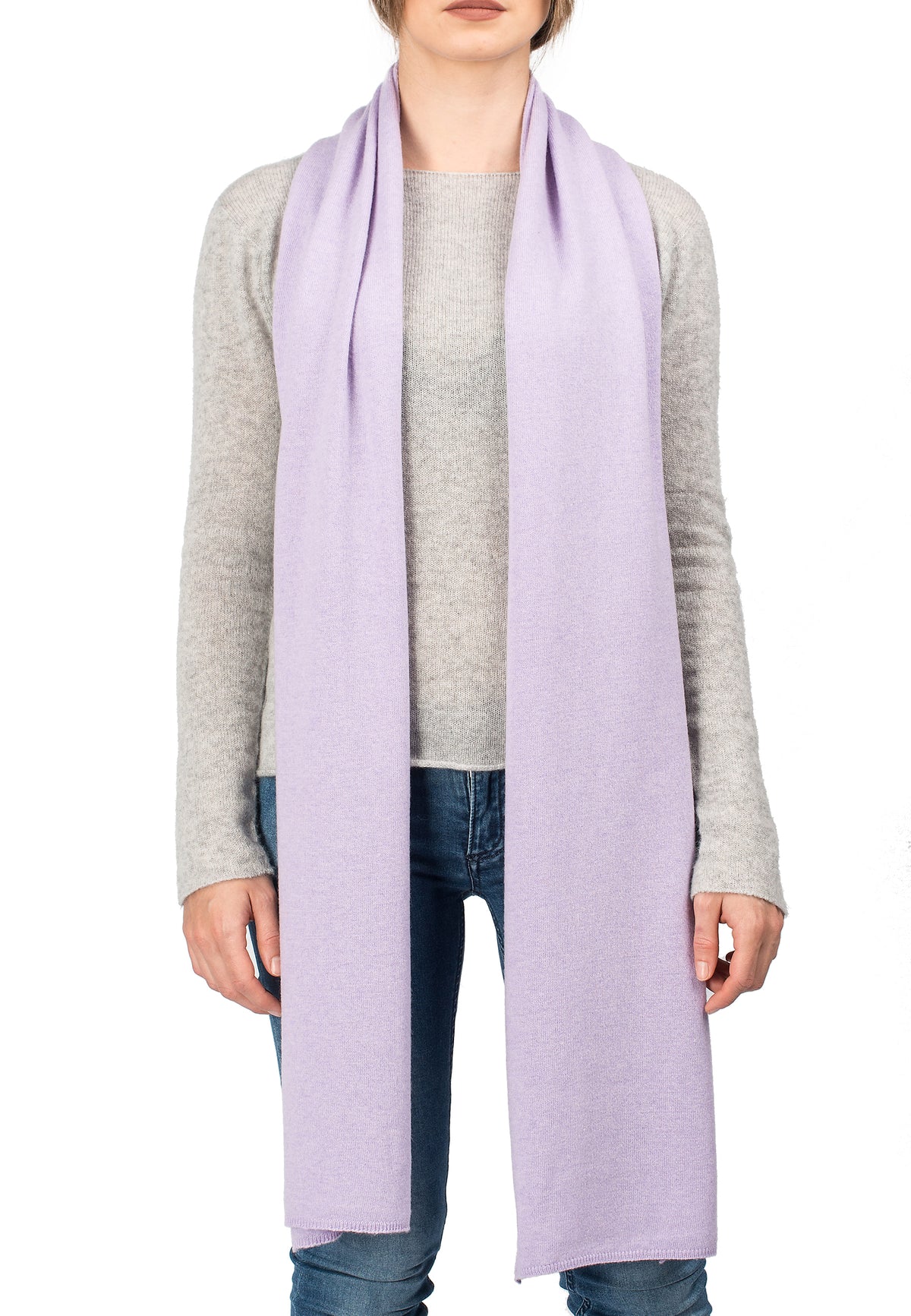 Écharpe mixte mélange cachemire, coloris Lilas, vue 2 | Dalle Piane Cashmere