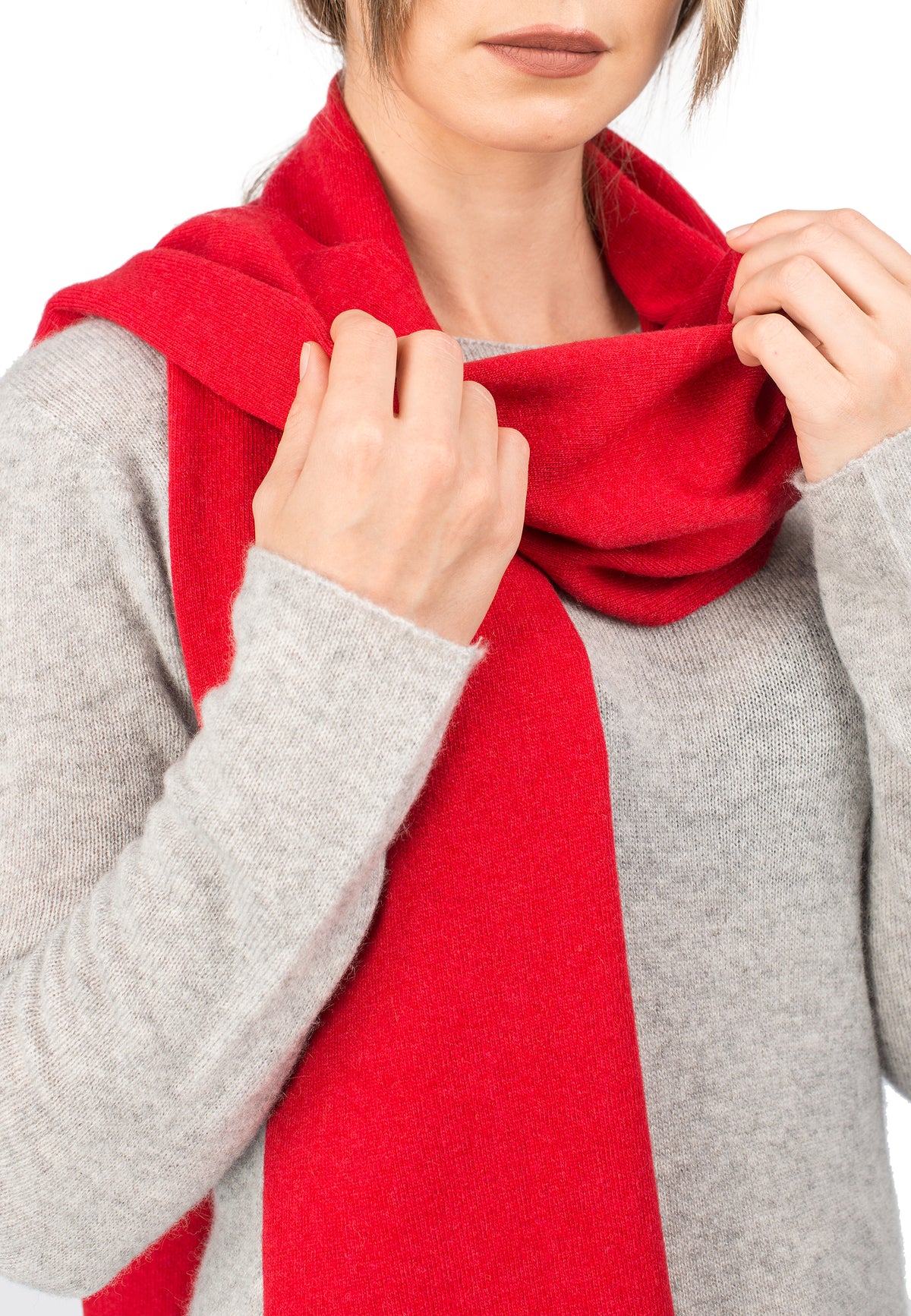 Écharpe mixte mélange cachemire, coloris Rouge, vue 3 | Dalle Piane Cashmere