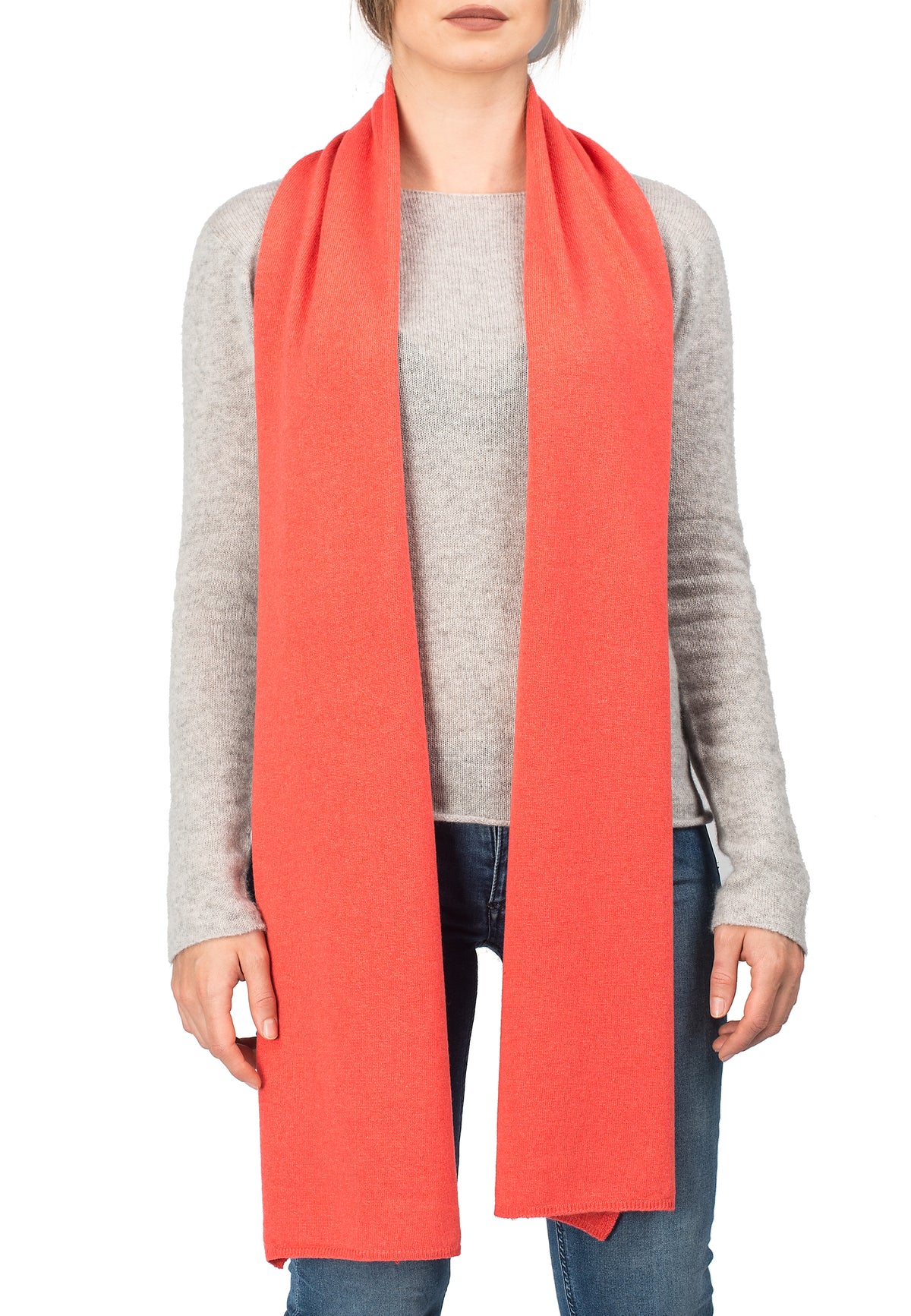 Écharpe mixte mélange cachemire, coloris Orange, vue 2 | Dalle Piane Cashmere