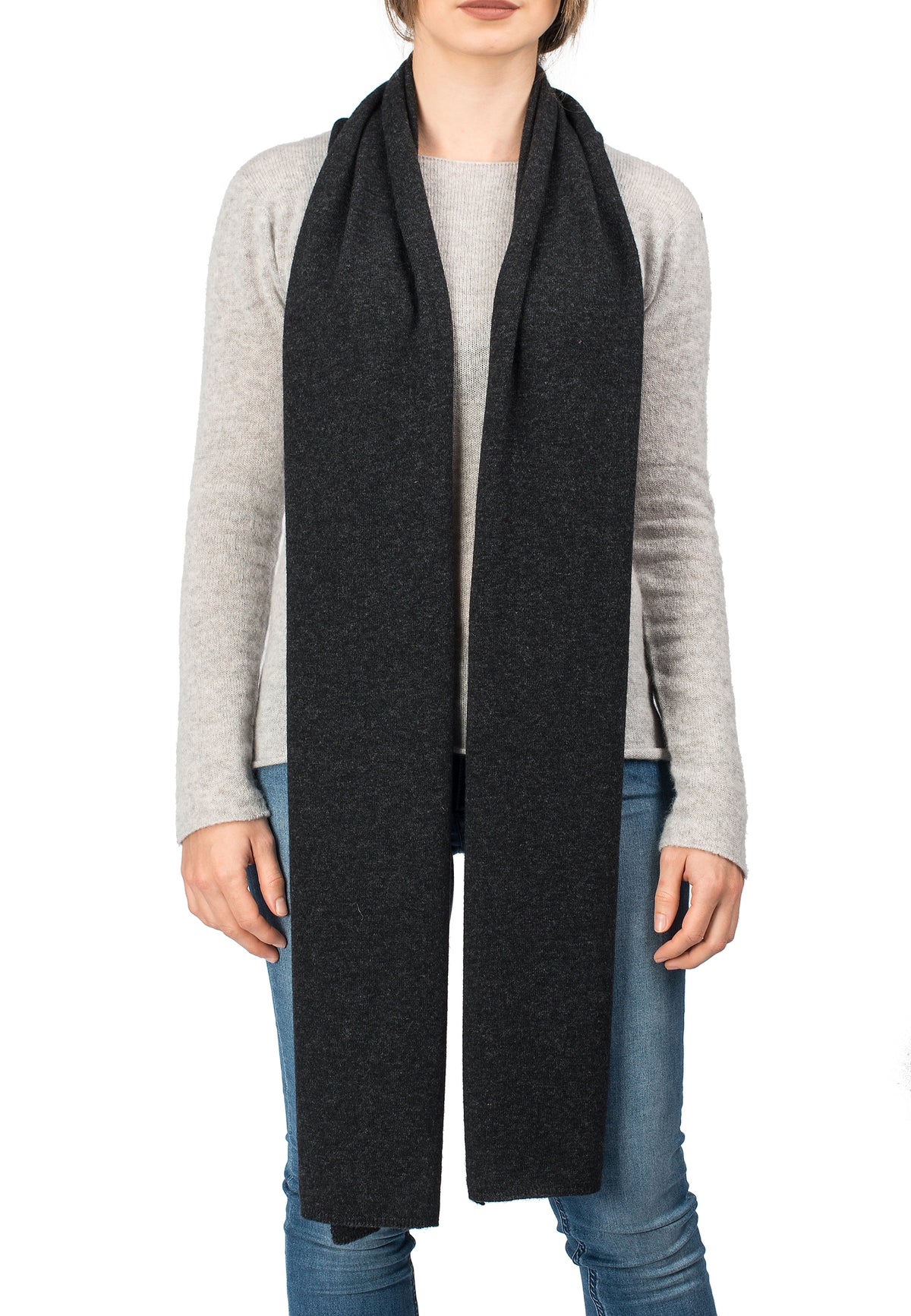 Écharpe mixte mélange cachemire, coloris Anthracite, vue 2 | Dalle Piane Cashmere