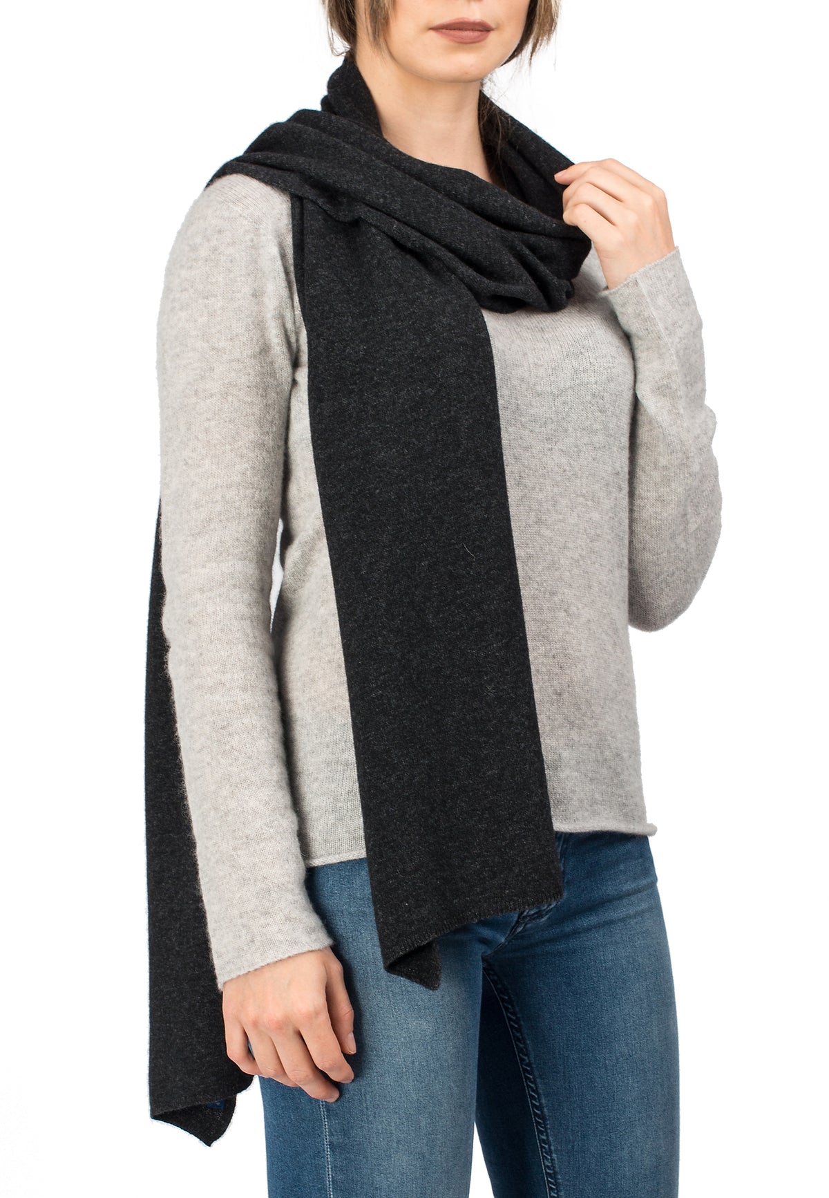 Écharpe mixte mélange cachemire, coloris Anthracite | Dalle Piane Cashmere