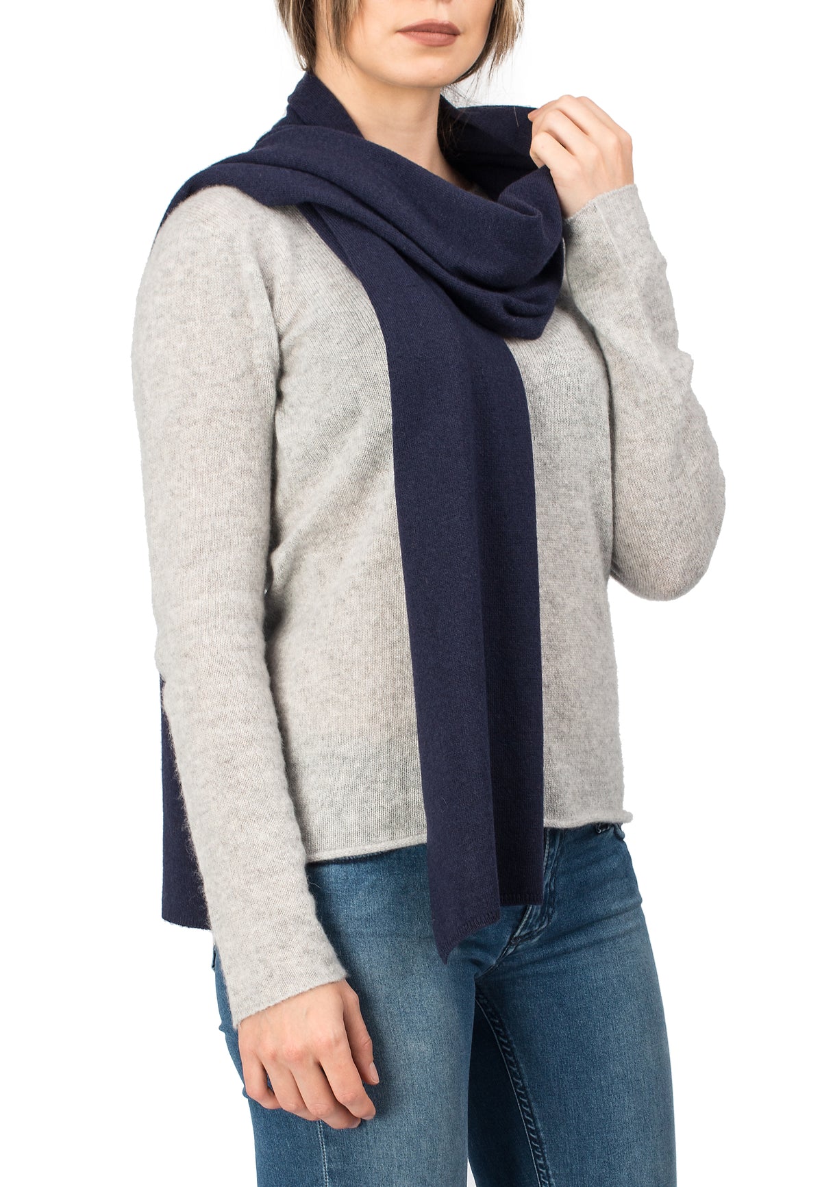 Écharpe mixte mélange cachemire, coloris Bleu | Dalle Piane Cashmere