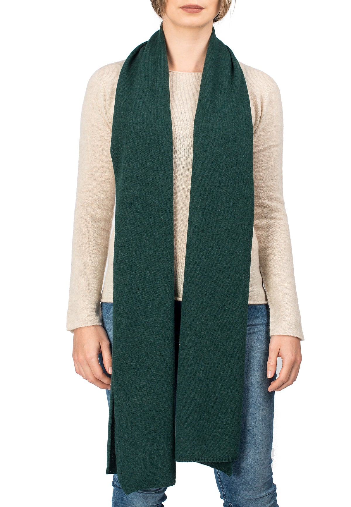 Écharpe mixte mélange cachemire, coloris Vert, vue 2 | Dalle Piane Cashmere
