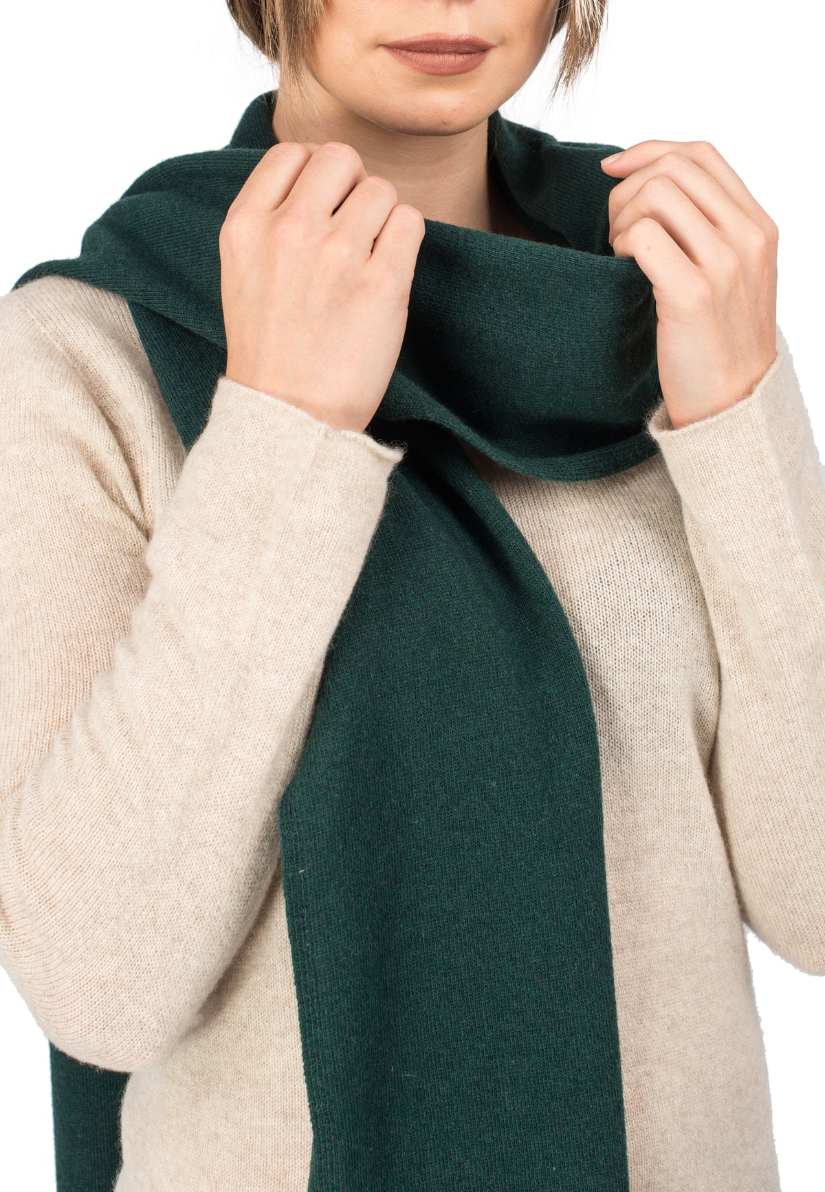 Écharpe mixte mélange cachemire, coloris Vert, vue 3 | Dalle Piane Cashmere