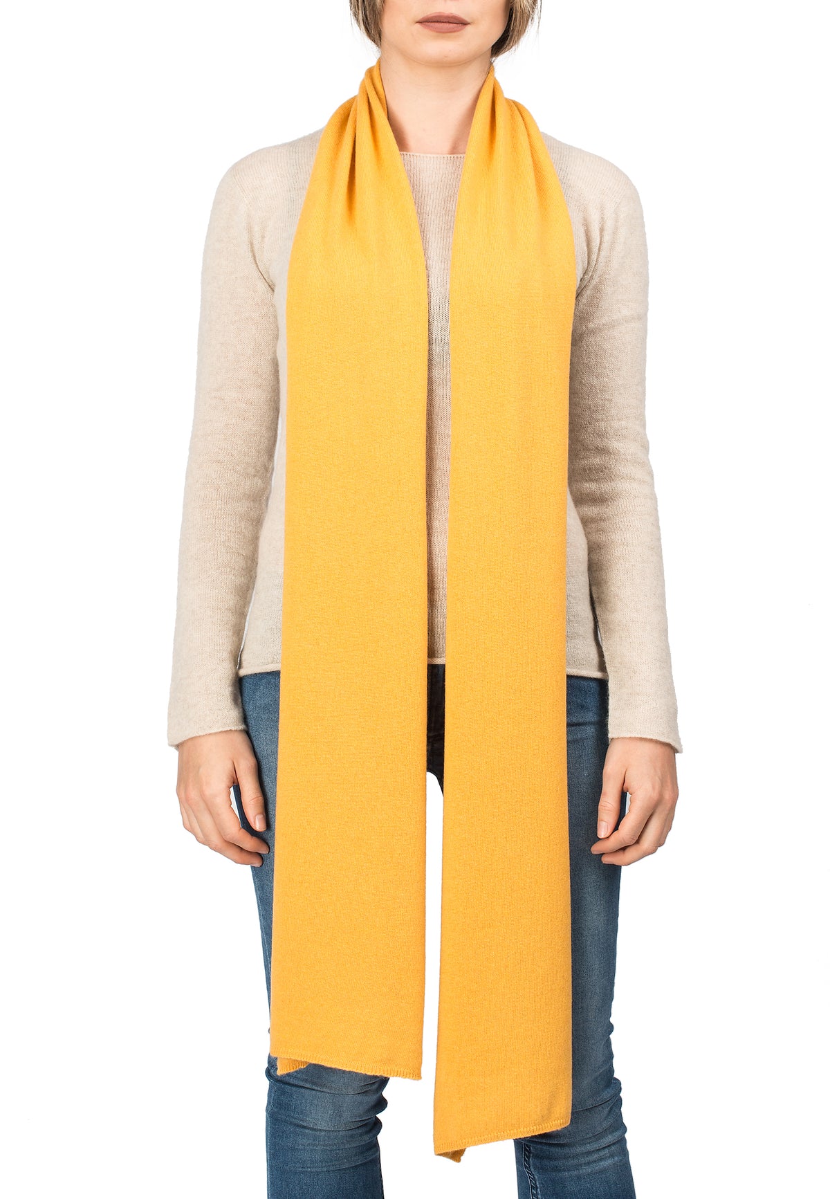 Écharpe mixte mélange cachemire, coloris Jaune, vue 2 | Dalle Piane Cashmere
