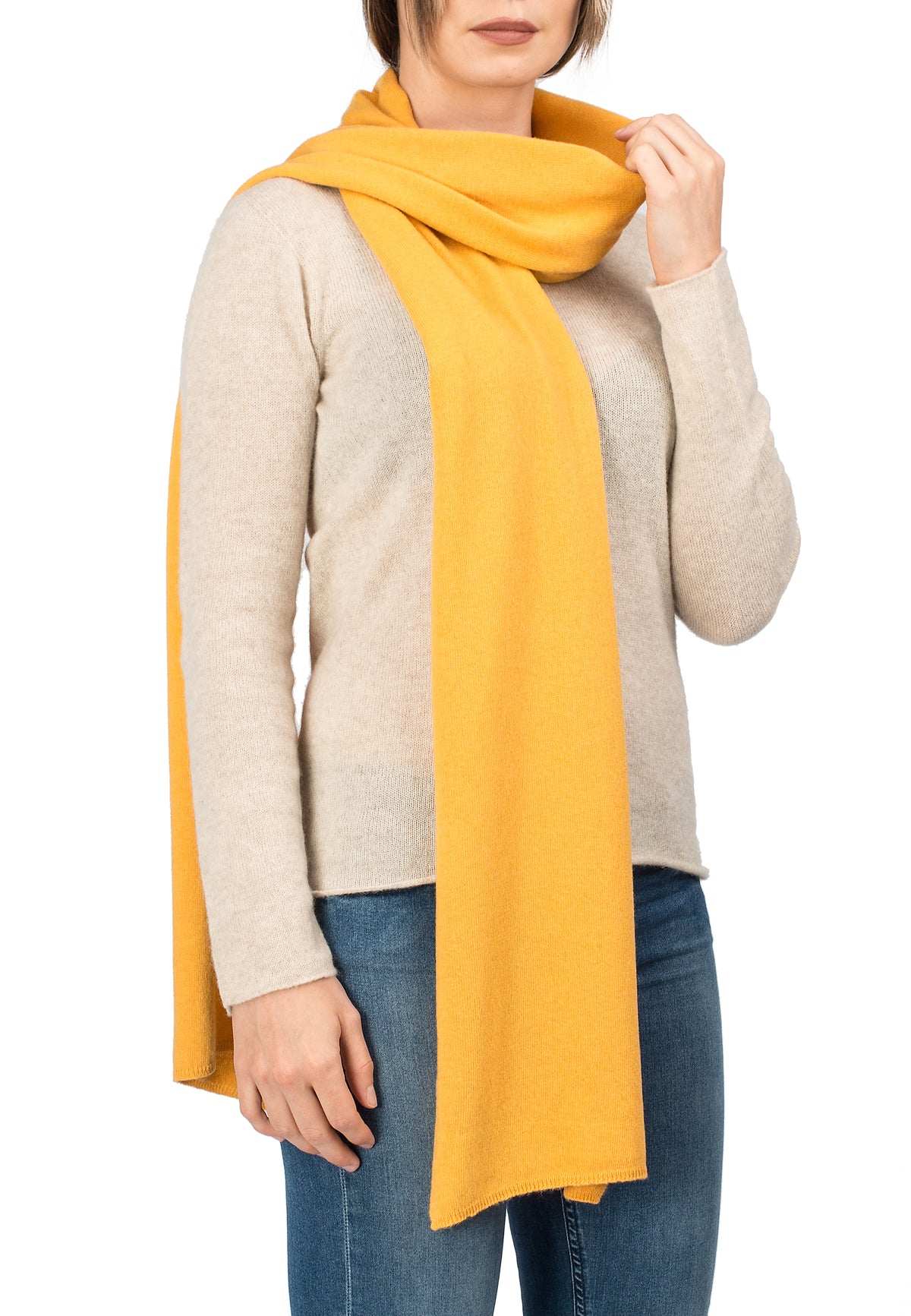 Écharpe mixte mélange cachemire, coloris Jaune | Dalle Piane Cashmere