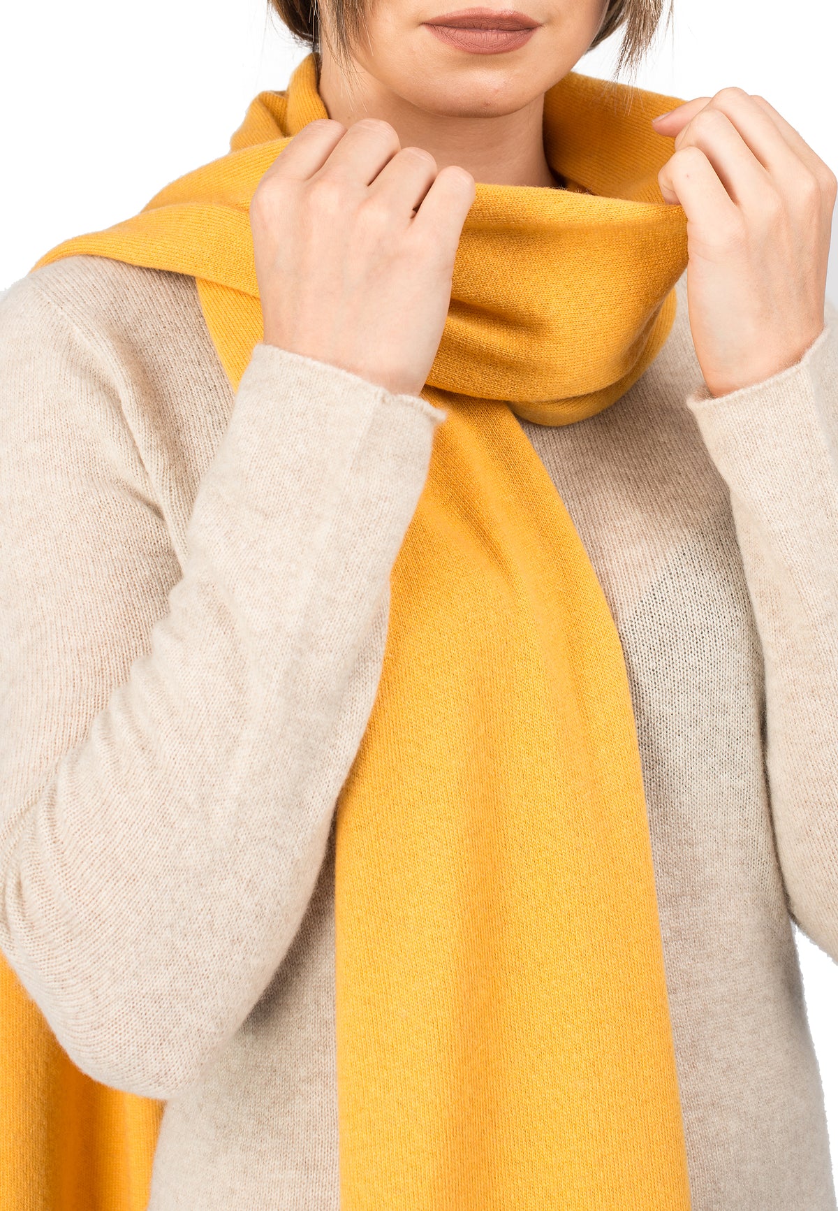 Écharpe mixte mélange cachemire, coloris Jaune, vue 3 | Dalle Piane Cashmere
