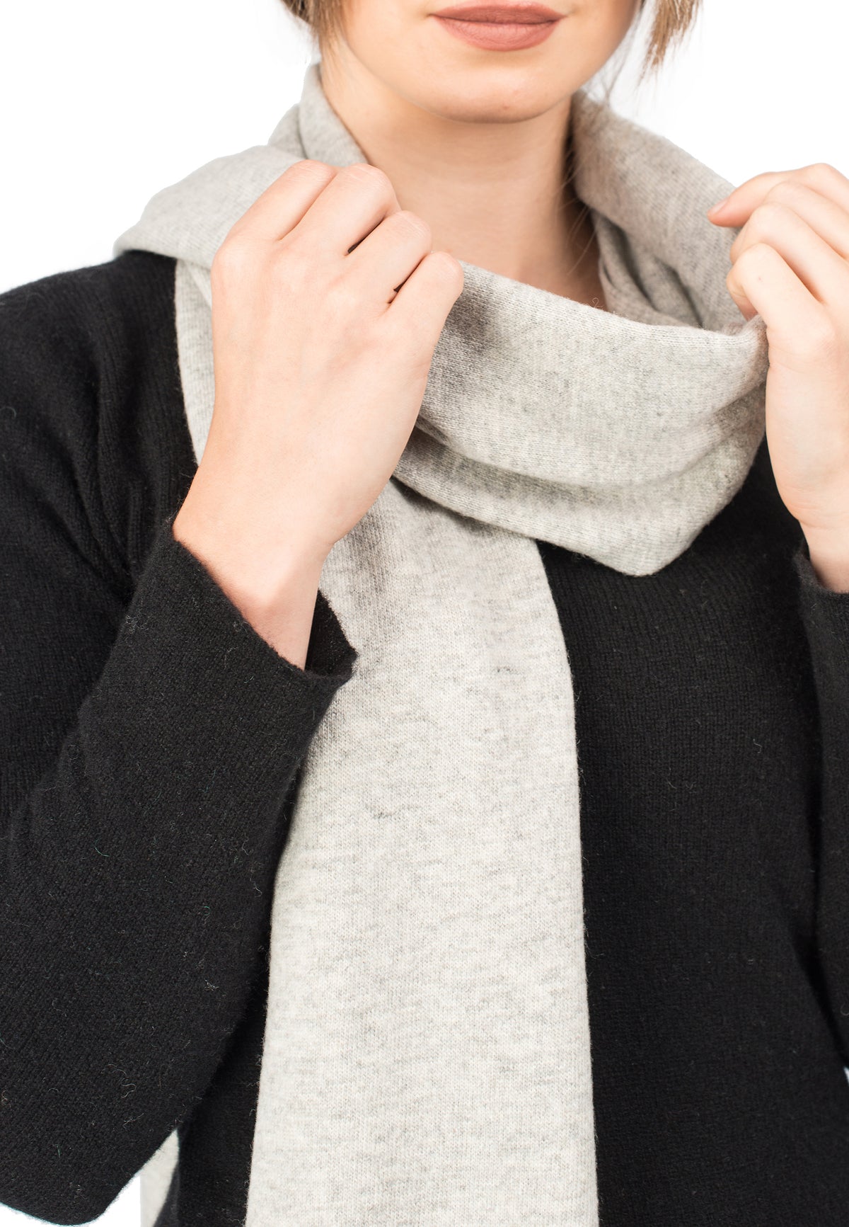 Écharpe mixte mélange cachemire, coloris Gris, vue 3 | Dalle Piane Cashmere