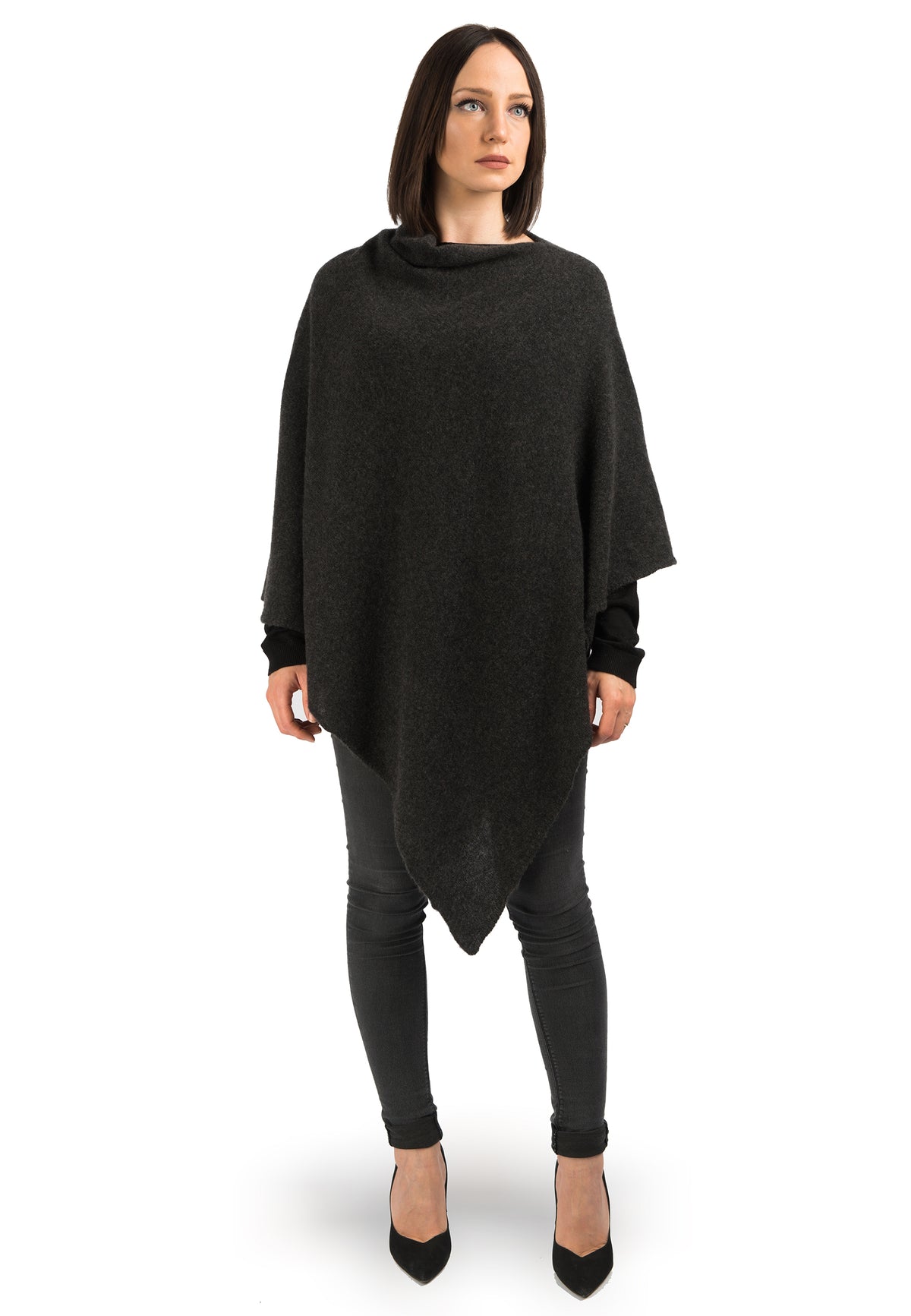 Poncho 100% Cashmere, colore Antracite | Dalle Piane Cashmere