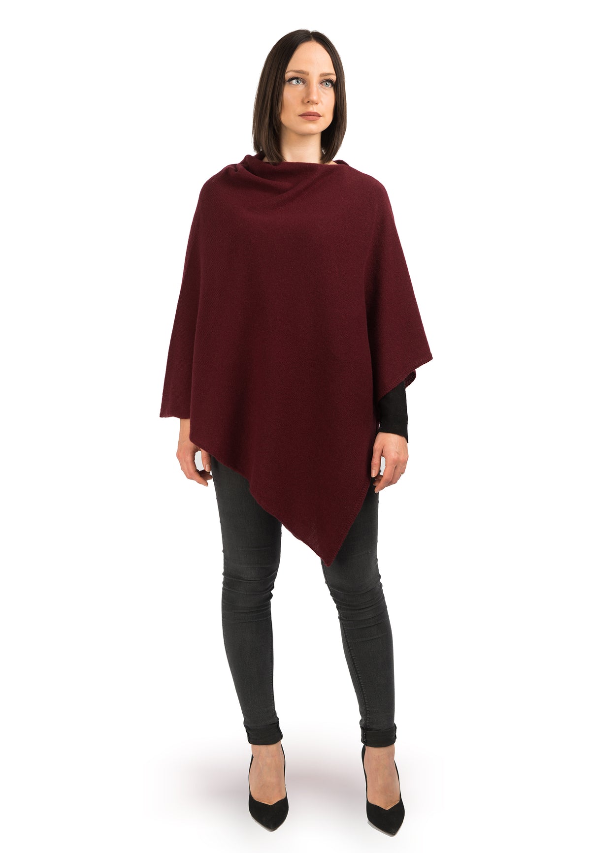 Poncho 100% Cashmere, colore Bordeaux | Dalle Piane Cashmere