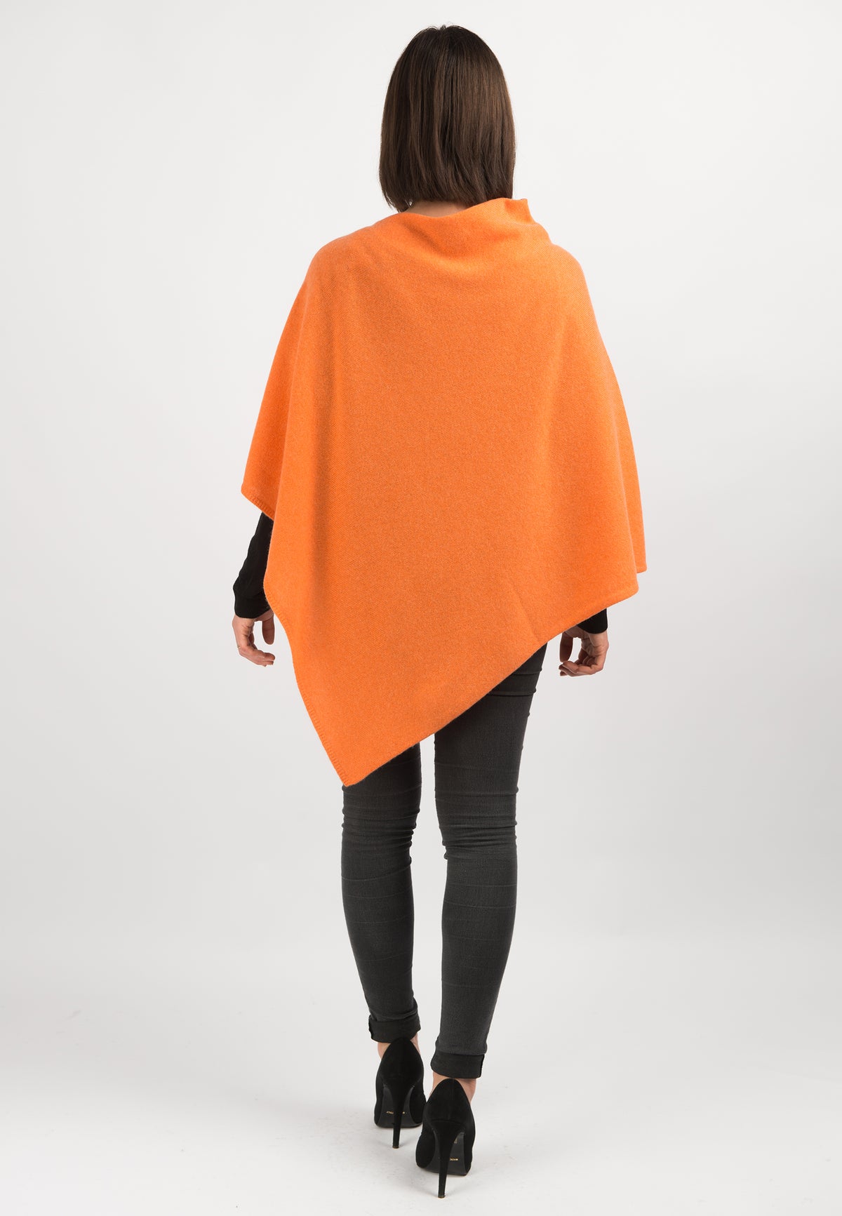 Poncho 100% Cashmere, colore Arancio, vista 3 | Dalle Piane Cashmere