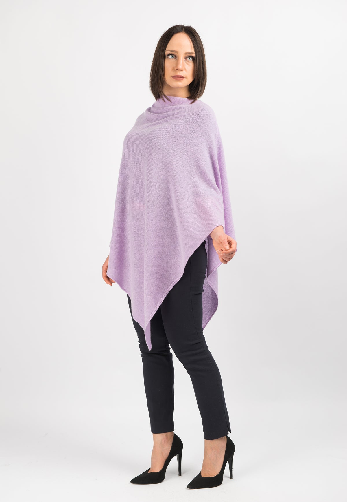 Poncho 100% Cashmere, colore Lilla, vista 2 | Dalle Piane Cashmere