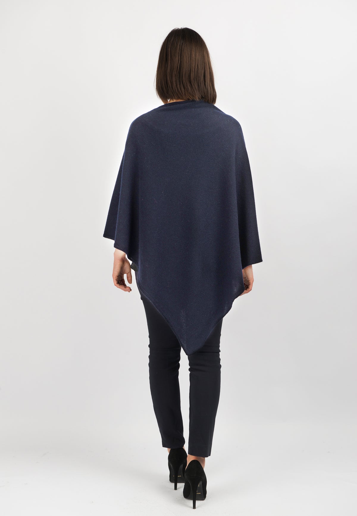 Poncho 100% Cashmere, colore Blu, vista 3 | Dalle Piane Cashmere