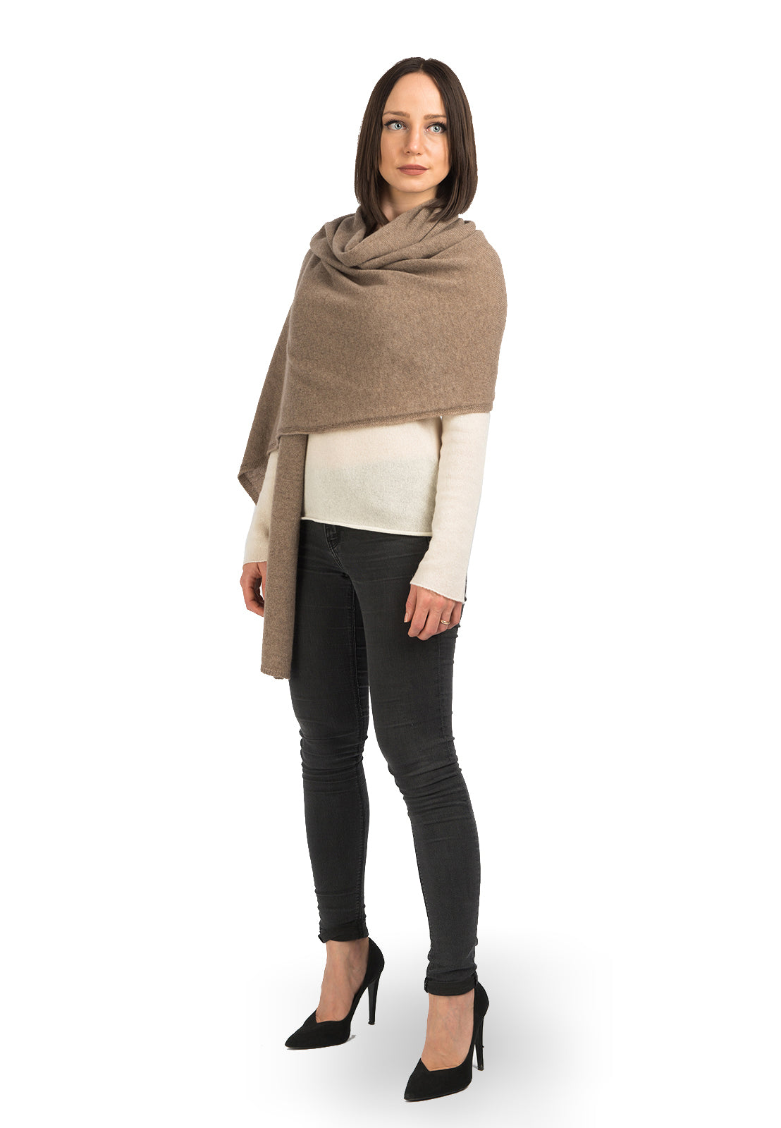 Étole femme 100 % cachemire, coloris Vison | Dalle Piane Cashmere