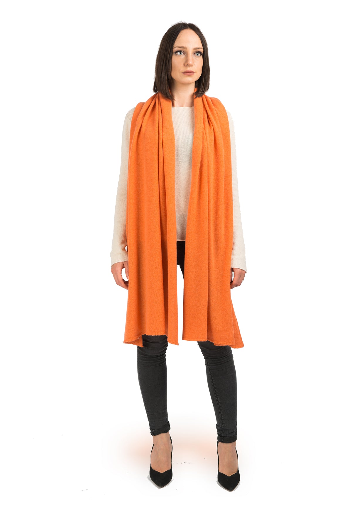 Étole femme 100 % cachemire, coloris Orange, vue 2 | Dalle Piane Cashmere