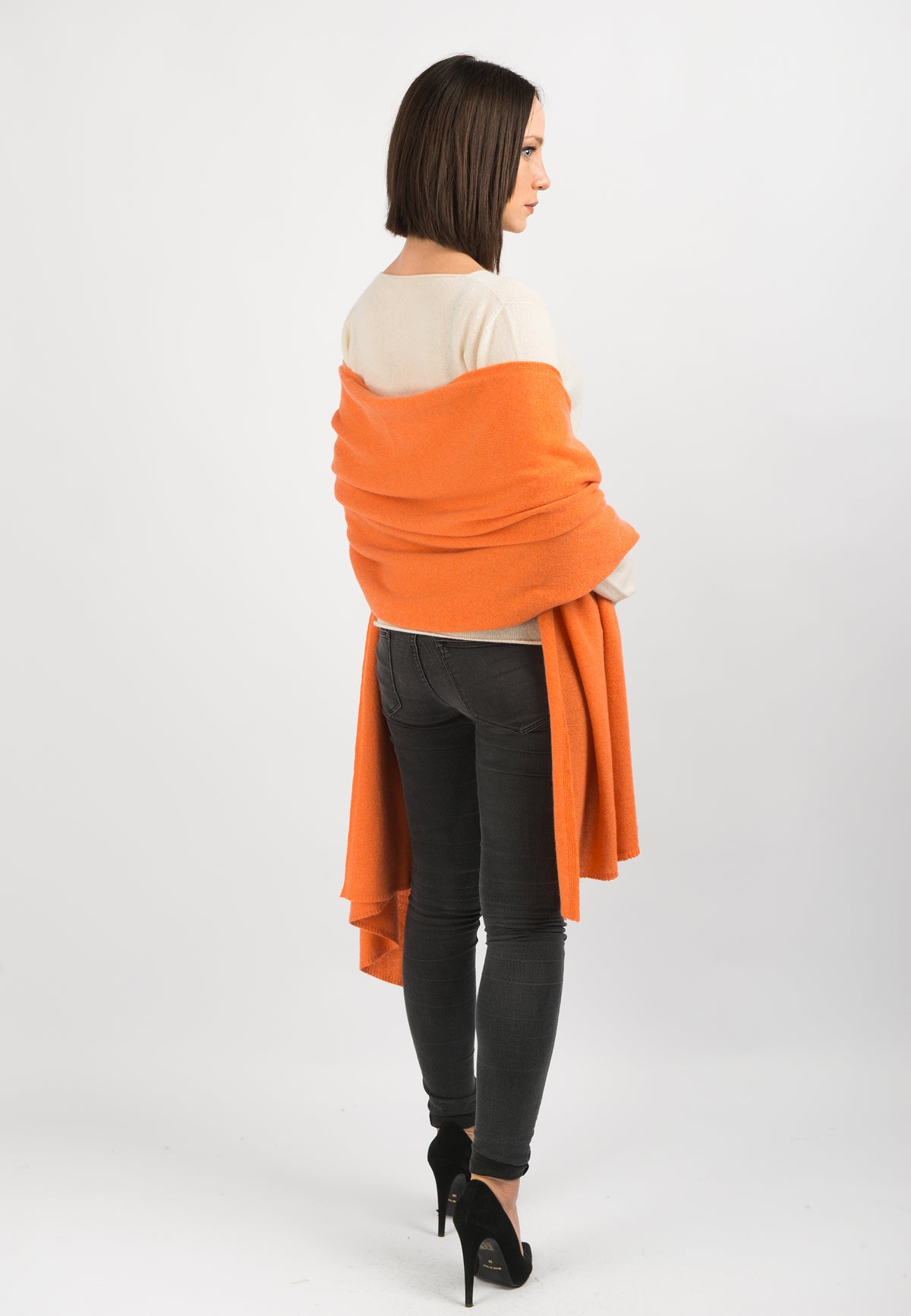 Étole femme 100 % cachemire, coloris Orange, vue 3 | Dalle Piane Cashmere