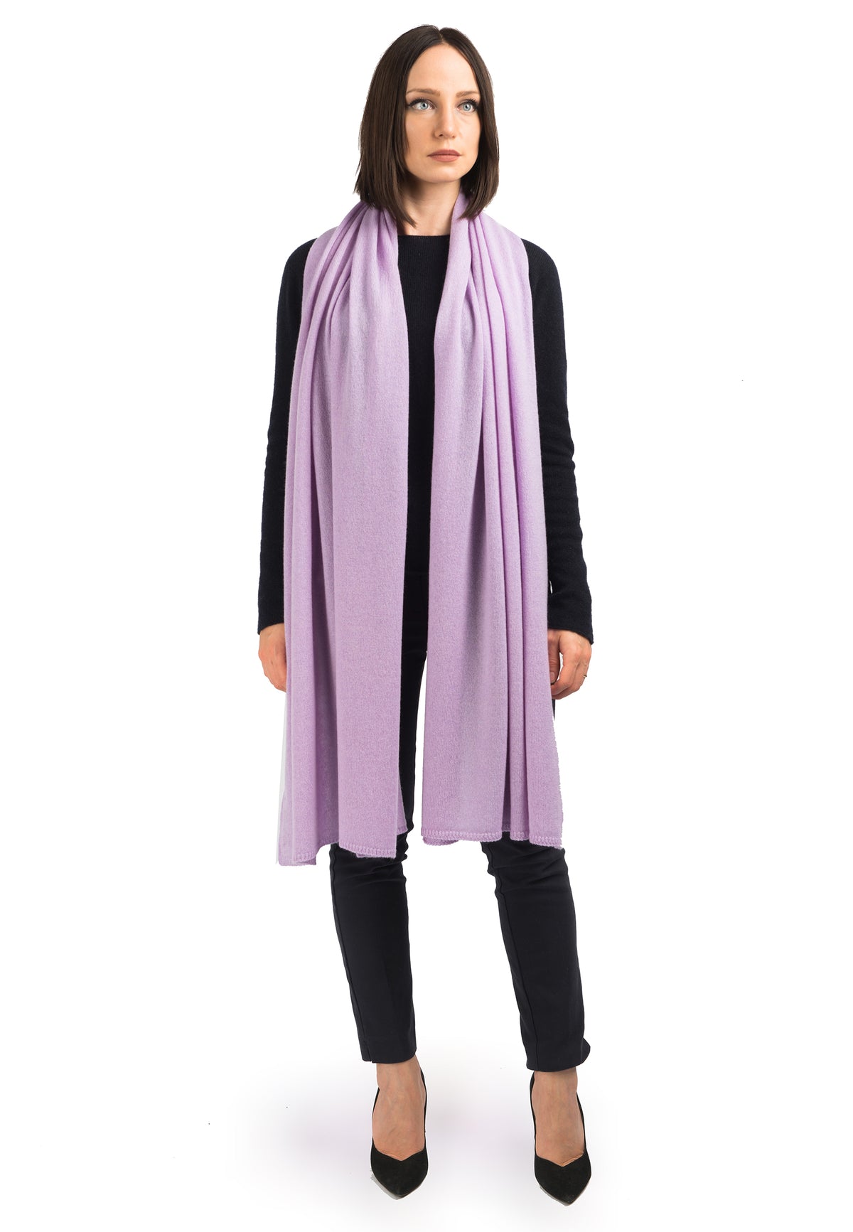 Étole femme 100 % cachemire, coloris Lilas, vue 2 | Dalle Piane Cashmere