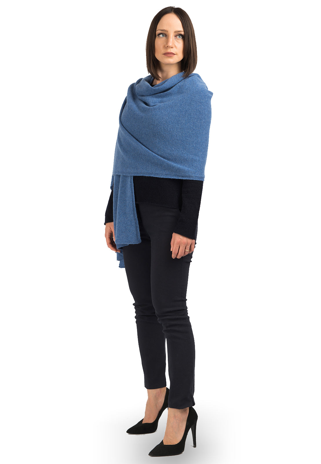 Étole femme 100 % cachemire, coloris Azur | Dalle Piane Cashmere