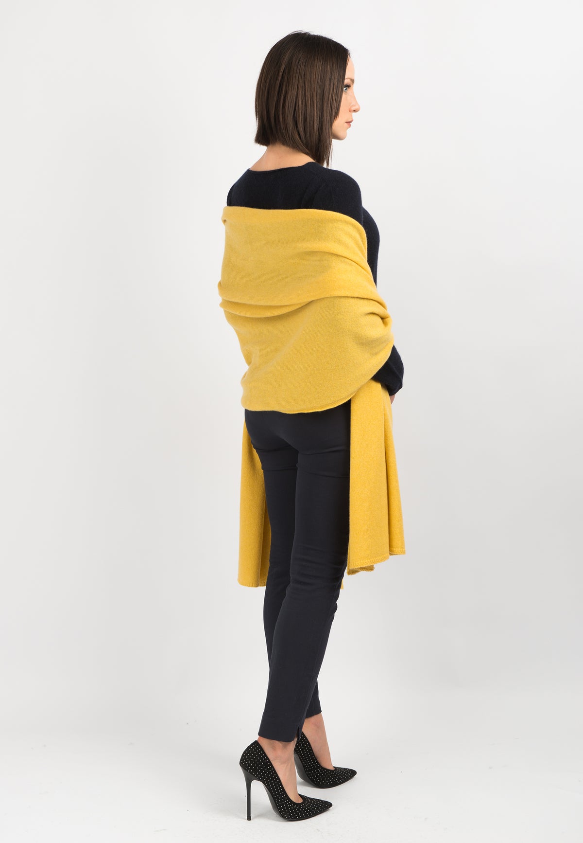 Étole femme 100 % cachemire, coloris Jaune, vue 3 | Dalle Piane Cashmere