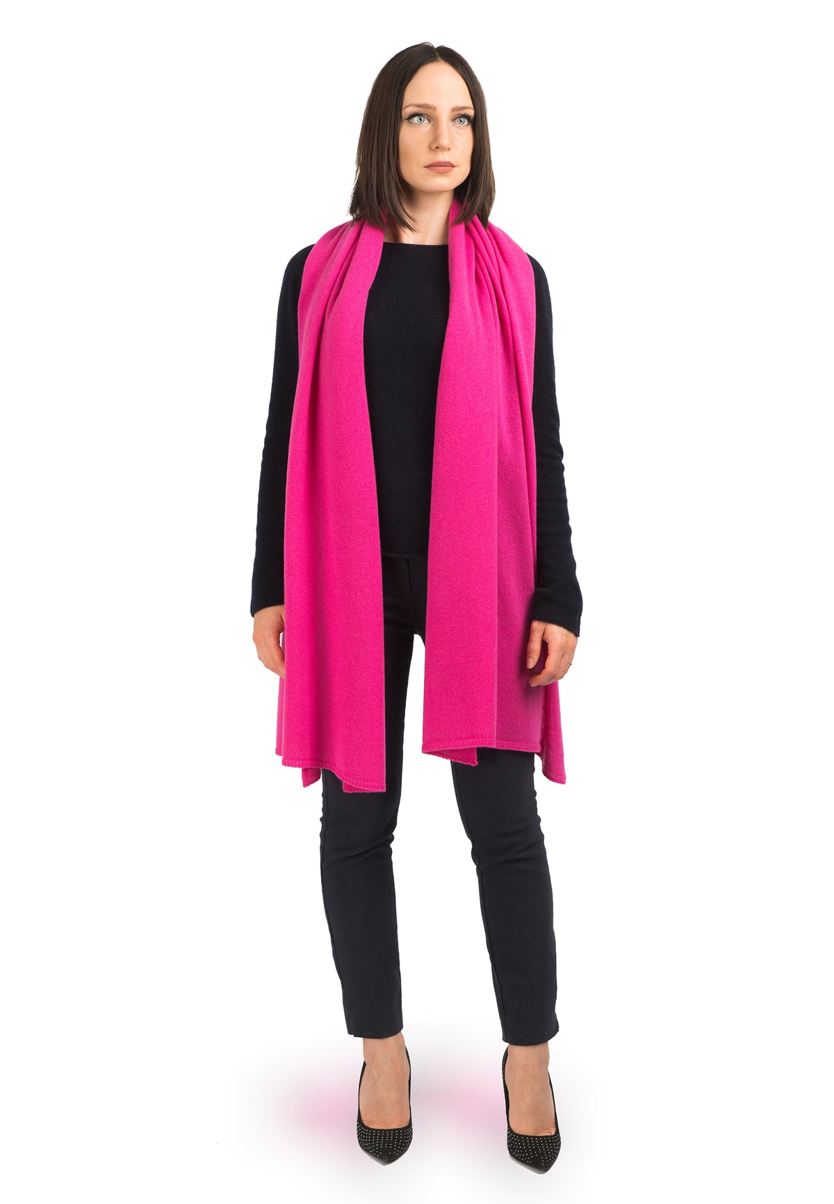 Étole femme 100 % cachemire, coloris Fuchsia, vue 2 | Dalle Piane Cashmere