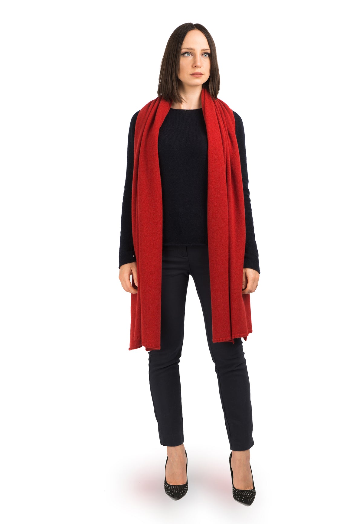 Étole femme 100 % cachemire, coloris Rouge, vue 2 | Dalle Piane Cashmere
