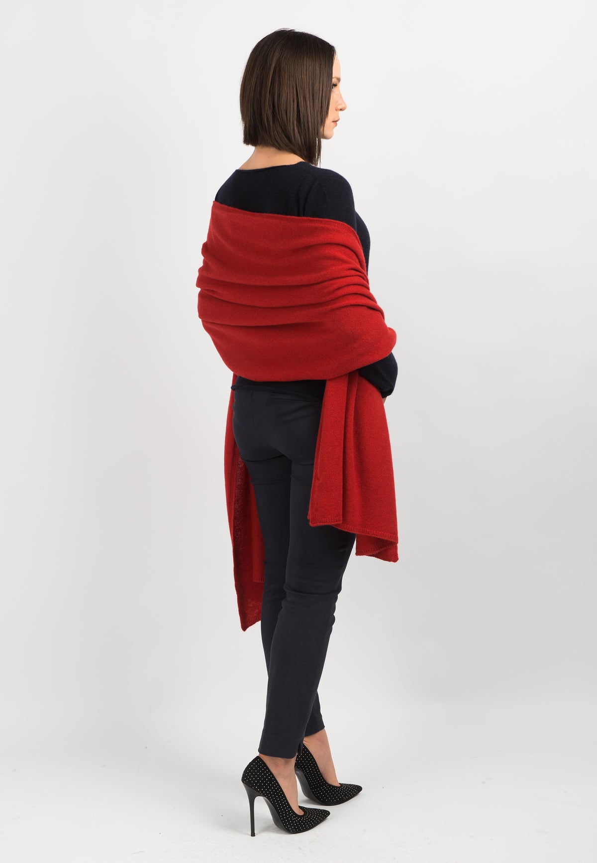 Étole femme 100 % cachemire, coloris Rouge, vue 3 | Dalle Piane Cashmere