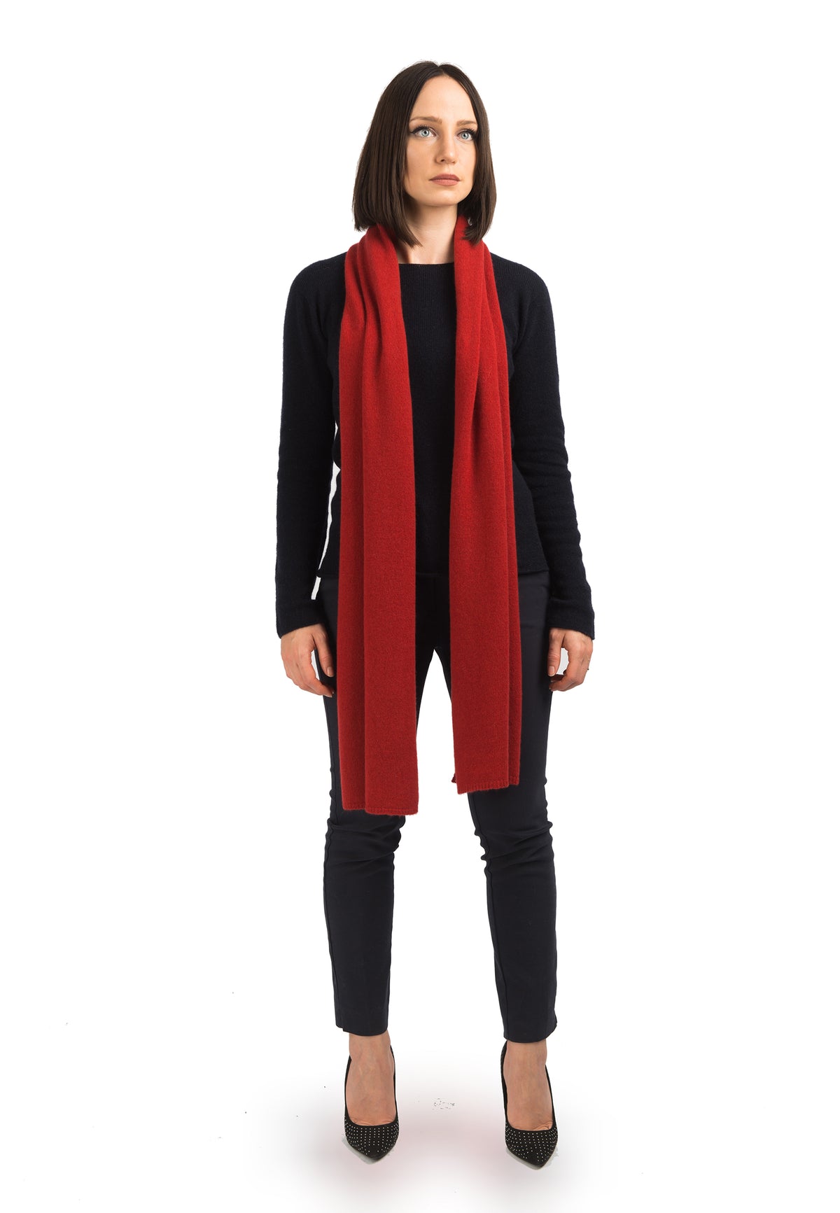 Écharpe large femme 100 % cachemire, coloris Rouge | Dalle Piane Cashmere
