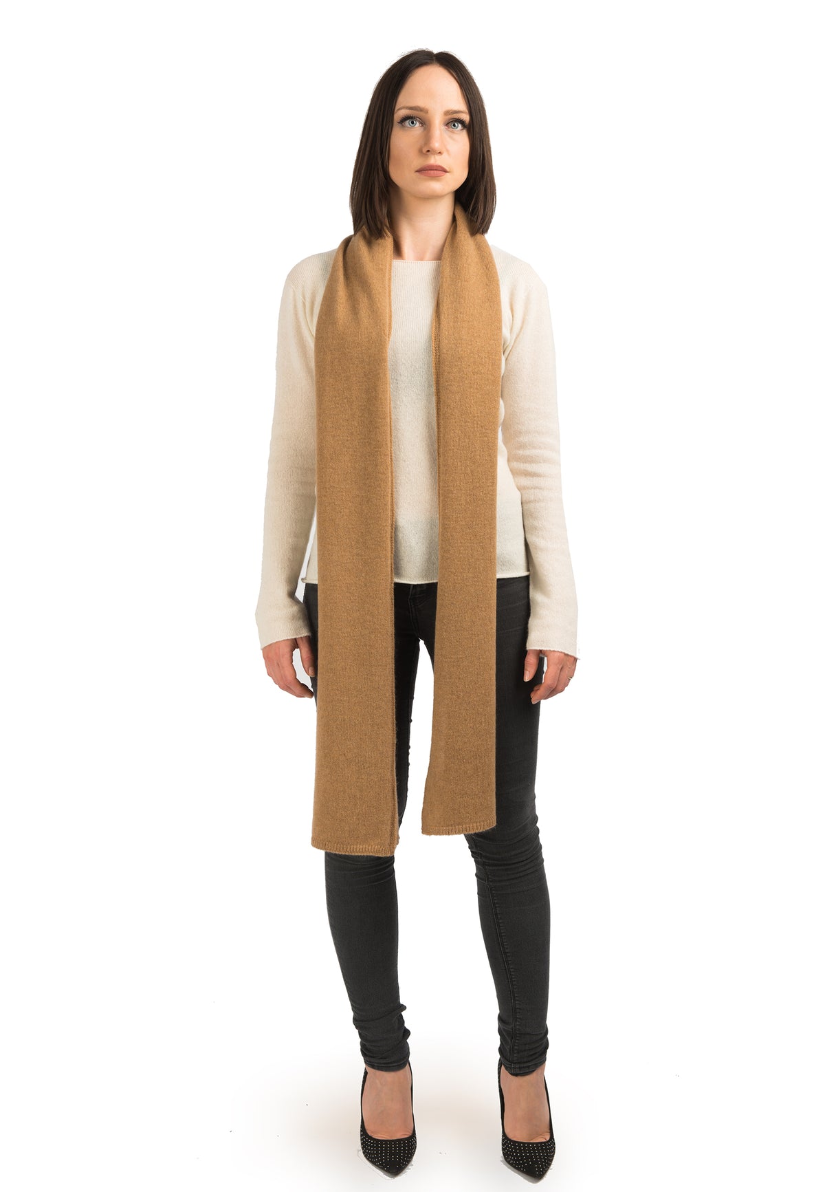 Écharpe large femme 100 % cachemire, coloris Camel | Dalle Piane Cashmere