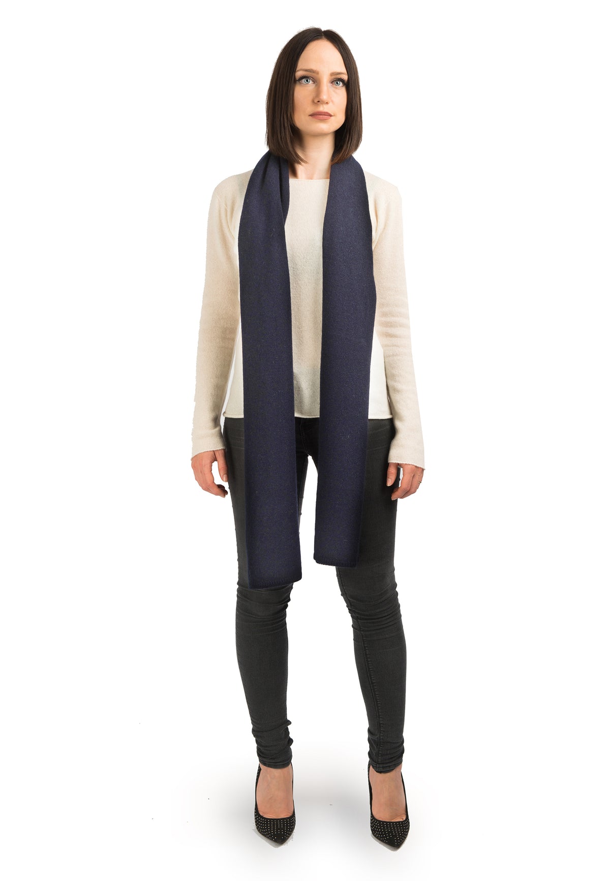 Écharpe large femme 100 % cachemire, coloris Bleu | Dalle Piane Cashmere