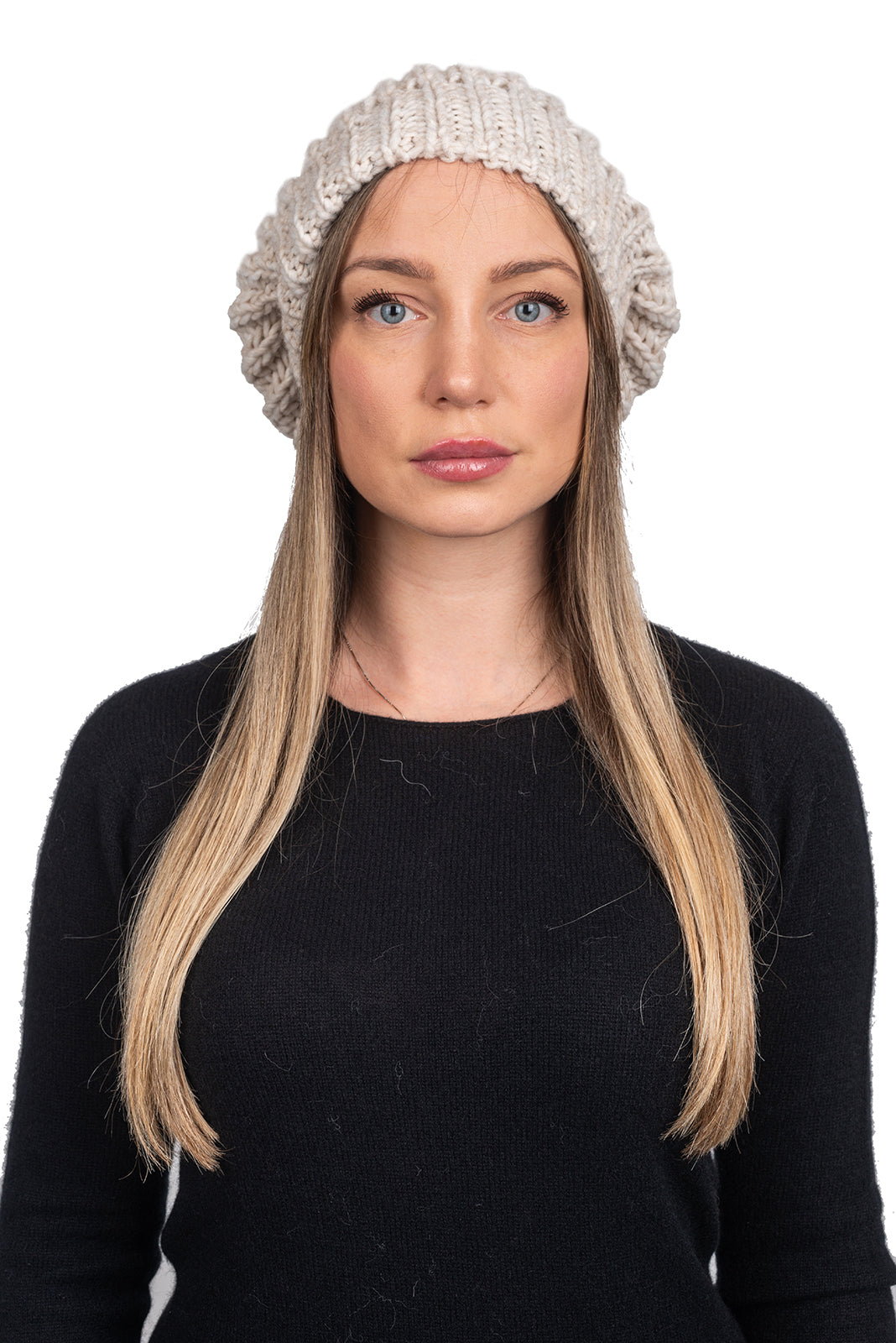 Cappello maglia inglese, colore Beige | Dalle Piane Cashmere