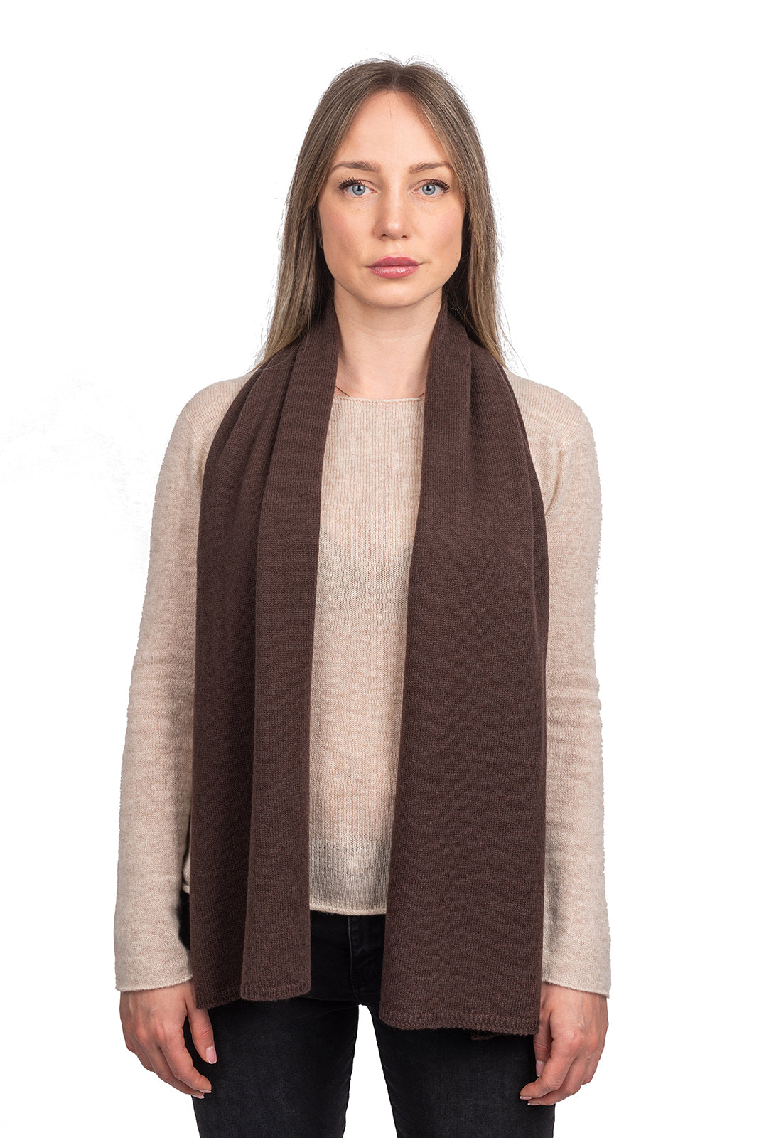 Écharpe mixte 100 % cachemire, coloris Marron | Dalle Piane Cashmere