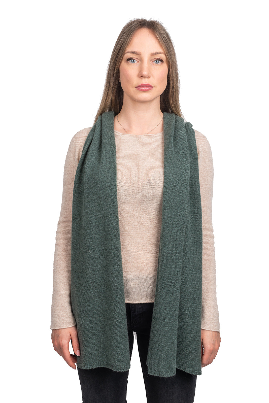 Écharpe large femme 100 % cachemire, coloris Vert sauge | Dalle Piane Cashmere