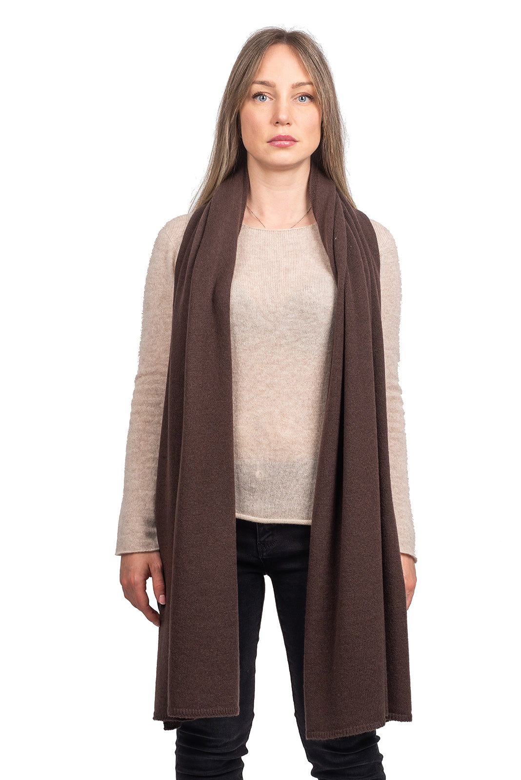 Étole femme 100 % cachemire, coloris Marron | Dalle Piane Cashmere