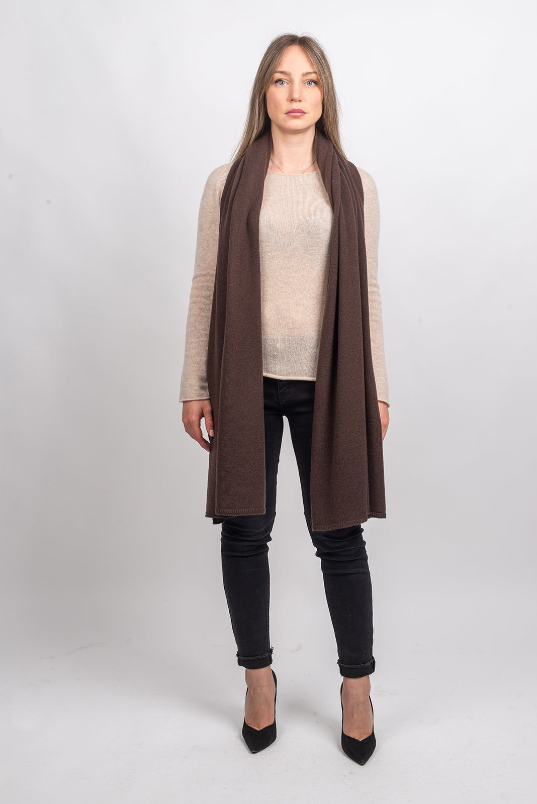 Étole femme 100 % cachemire, coloris Marron, vue 3 | Dalle Piane Cashmere