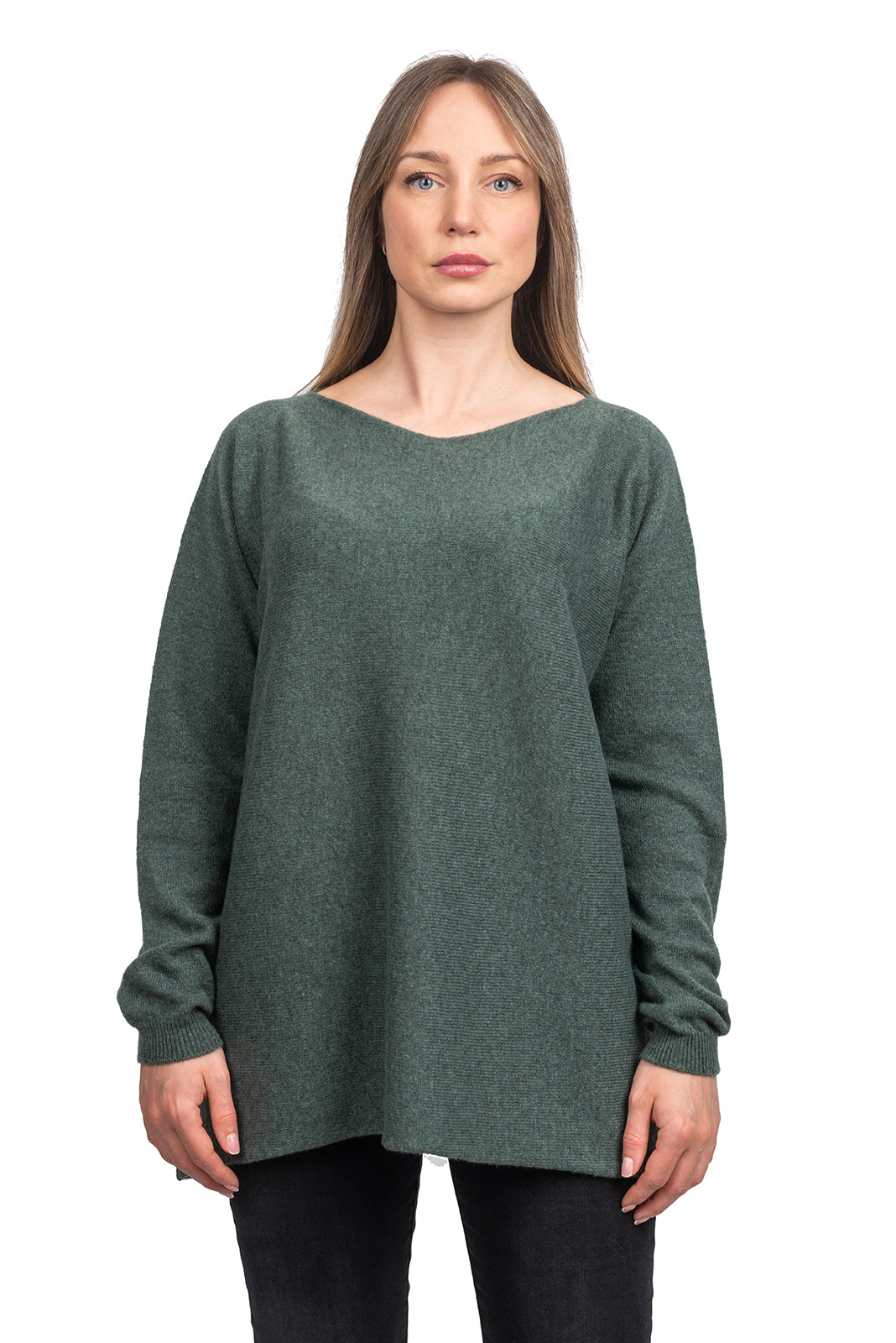 Maxi-pull femme 100 % cachemire, coloris Vert sauge | Dalle Piane Cashmere