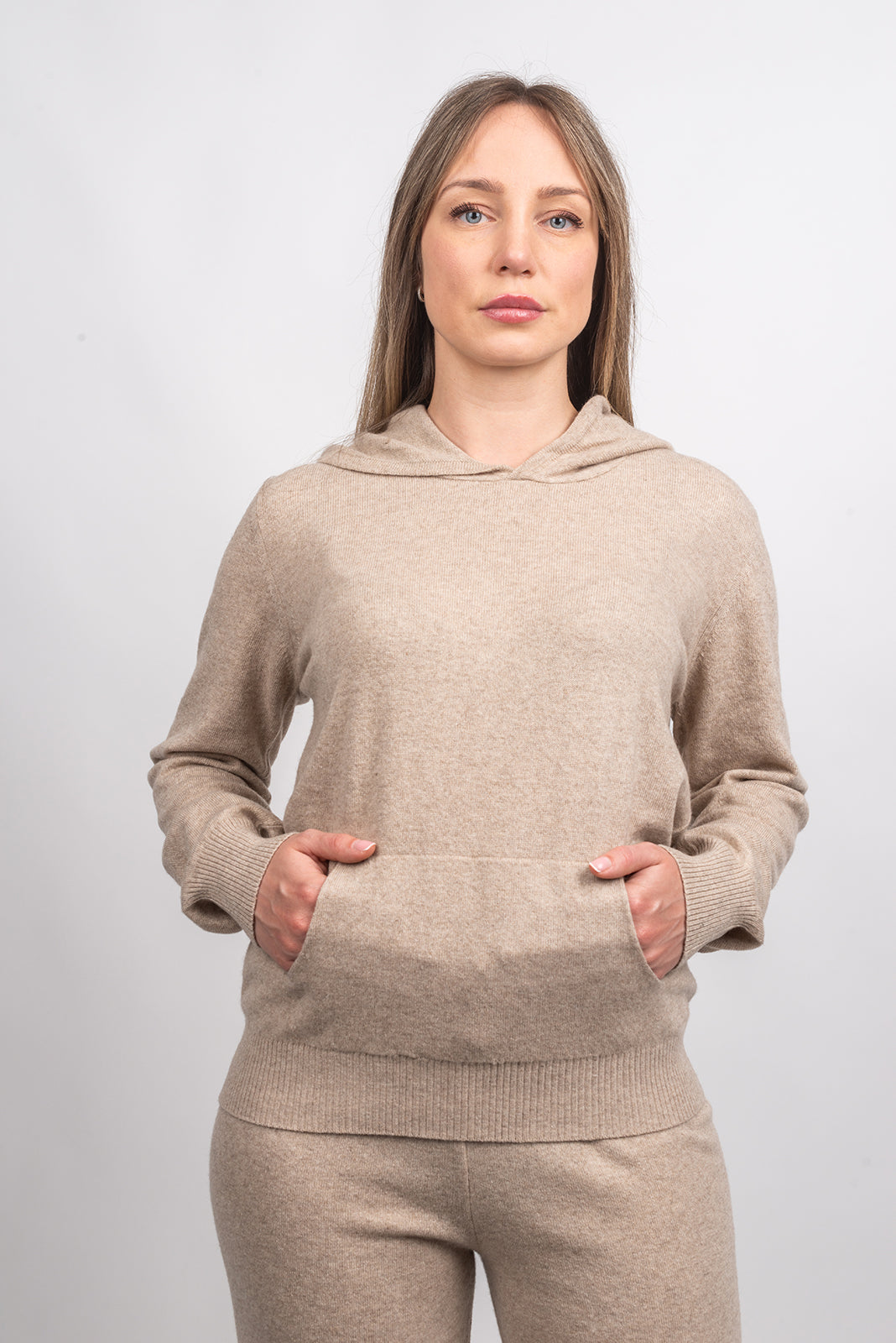 Felpa misto cashmere, colore Beige, vista 2 | Dalle Piane Cashmere