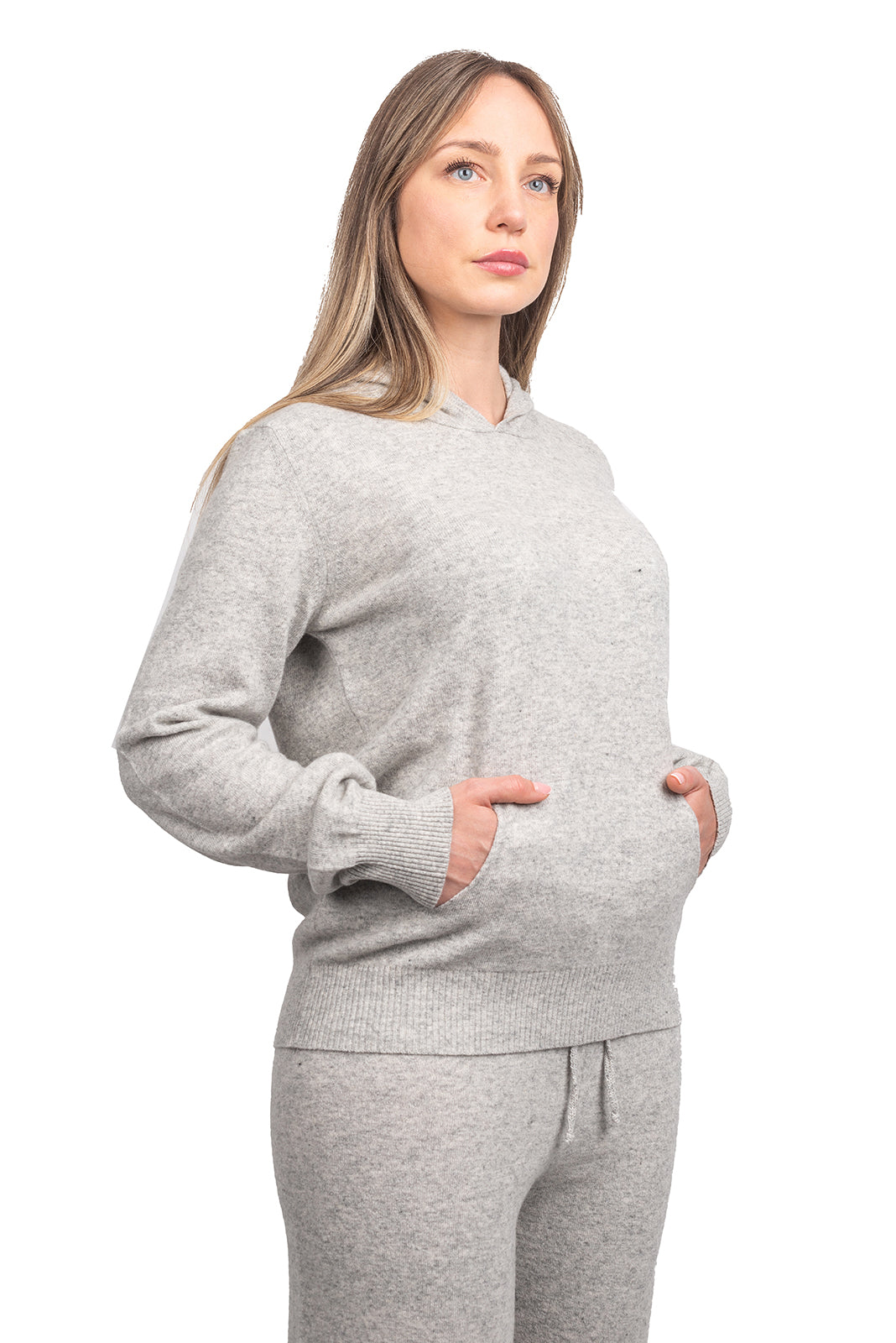 Sweat à capuche femme mélange cachemire, coloris Gris | Dalle Piane Cashmere