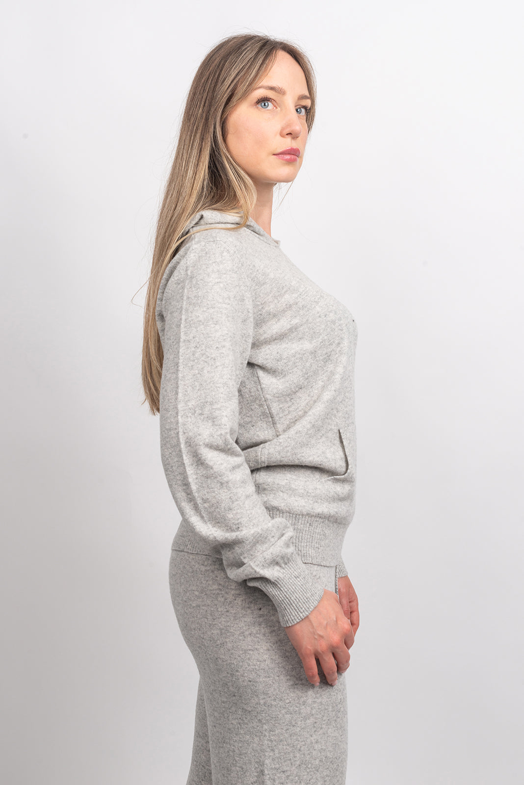 Sweat à capuche femme mélange cachemire, coloris Gris, vue 3 | Dalle Piane Cashmere