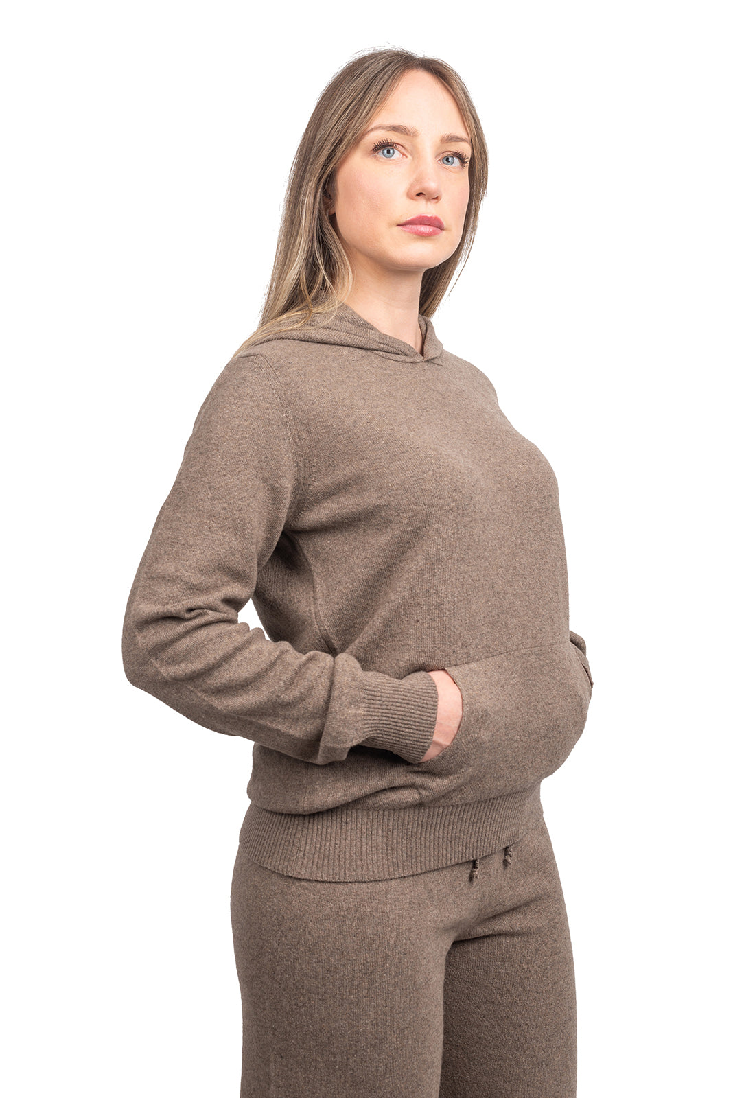 Sweat à capuche femme mélange cachemire, coloris Vison | Dalle Piane Cashmere