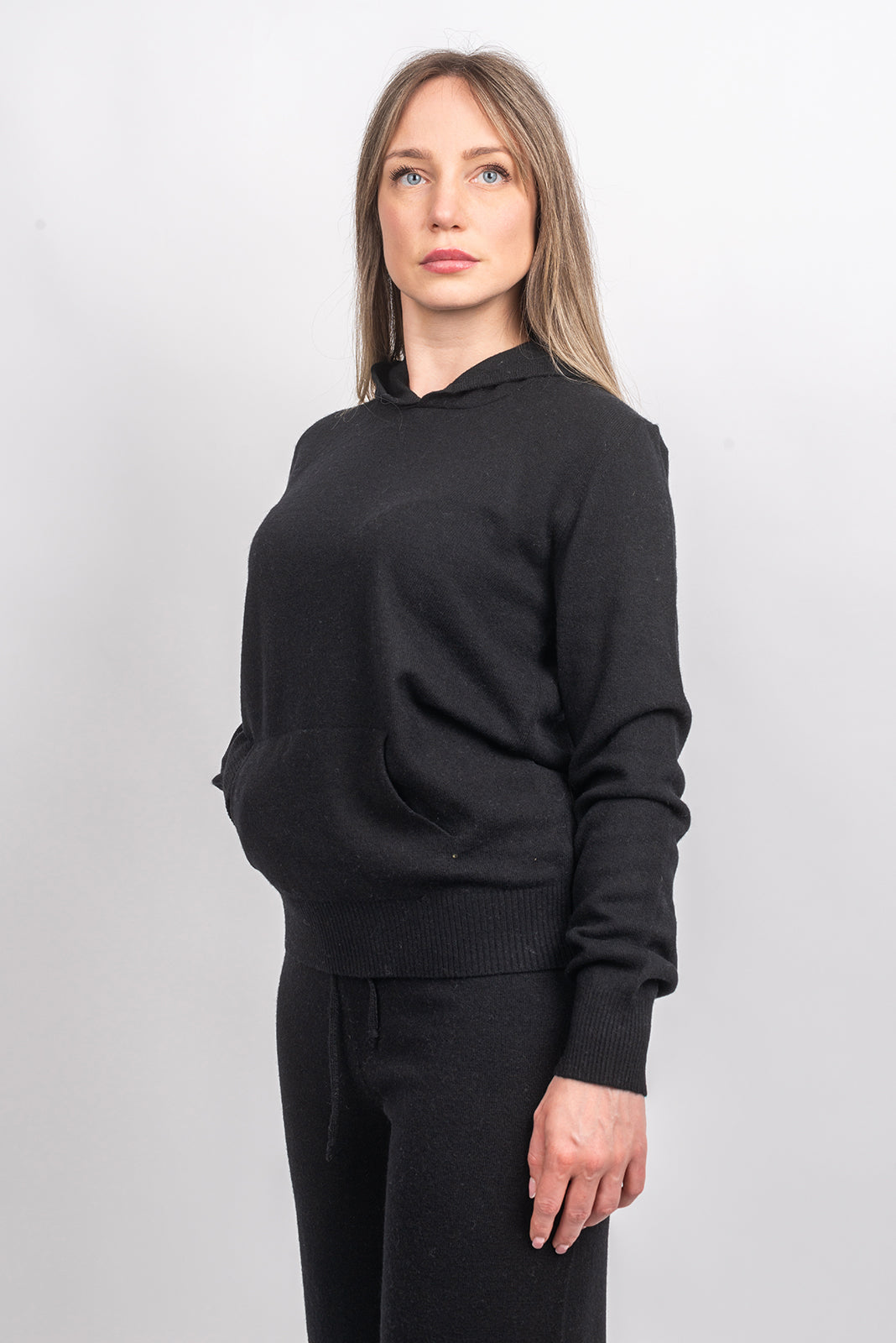 Sweat à capuche femme mélange cachemire, coloris Noir, vue 3 | Dalle Piane Cashmere