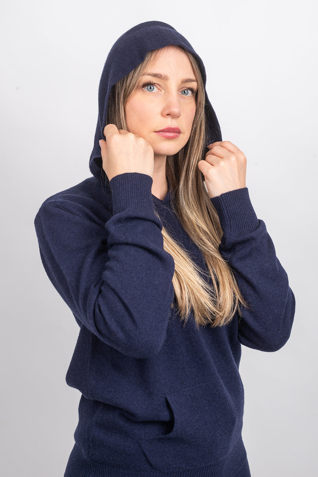 Sweat à capuche femme mélange cachemire, coloris Bleu, vue 5 | Dalle Piane Cashmere